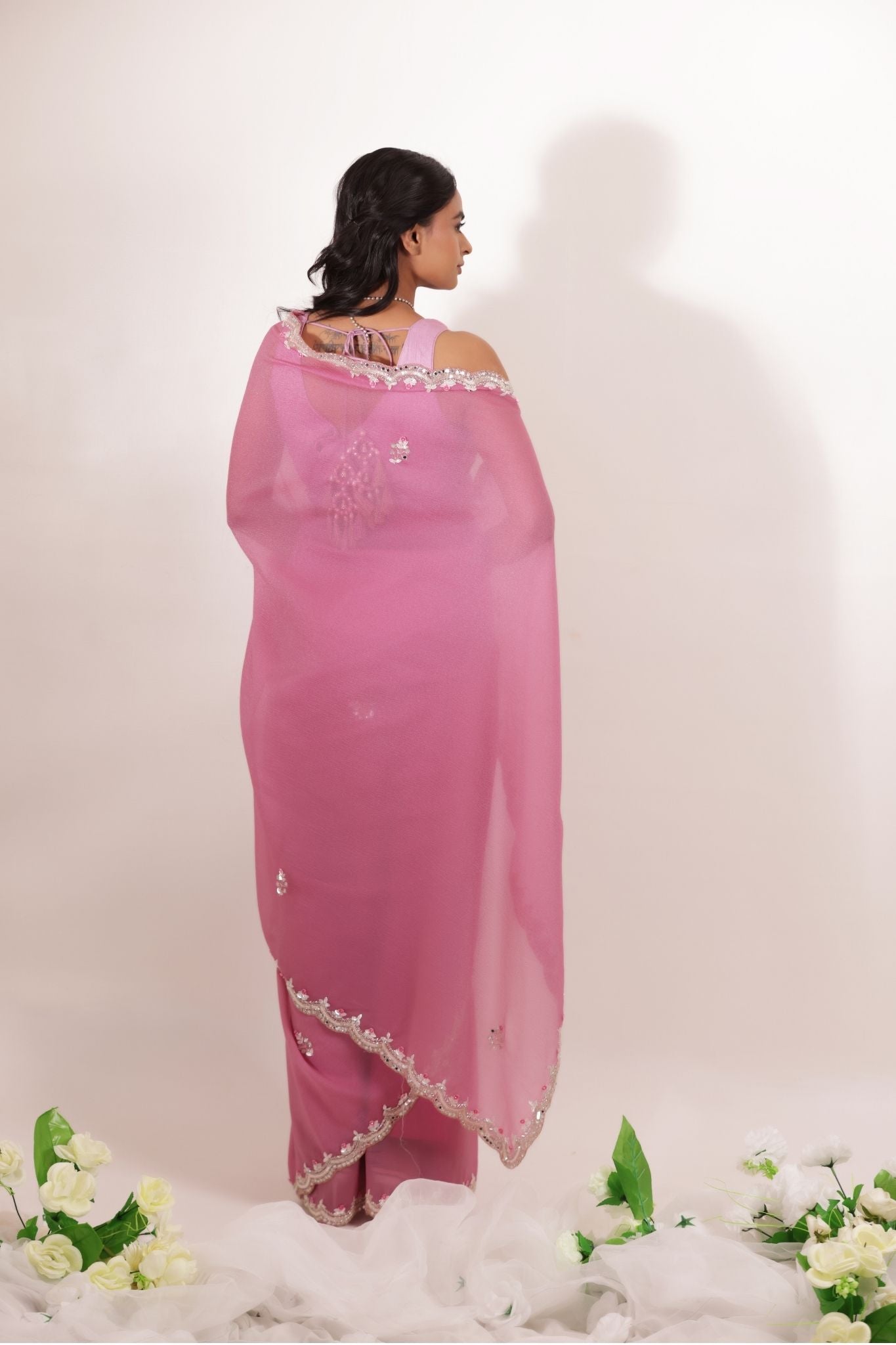 Crushed Tissue Saree with Embellished work