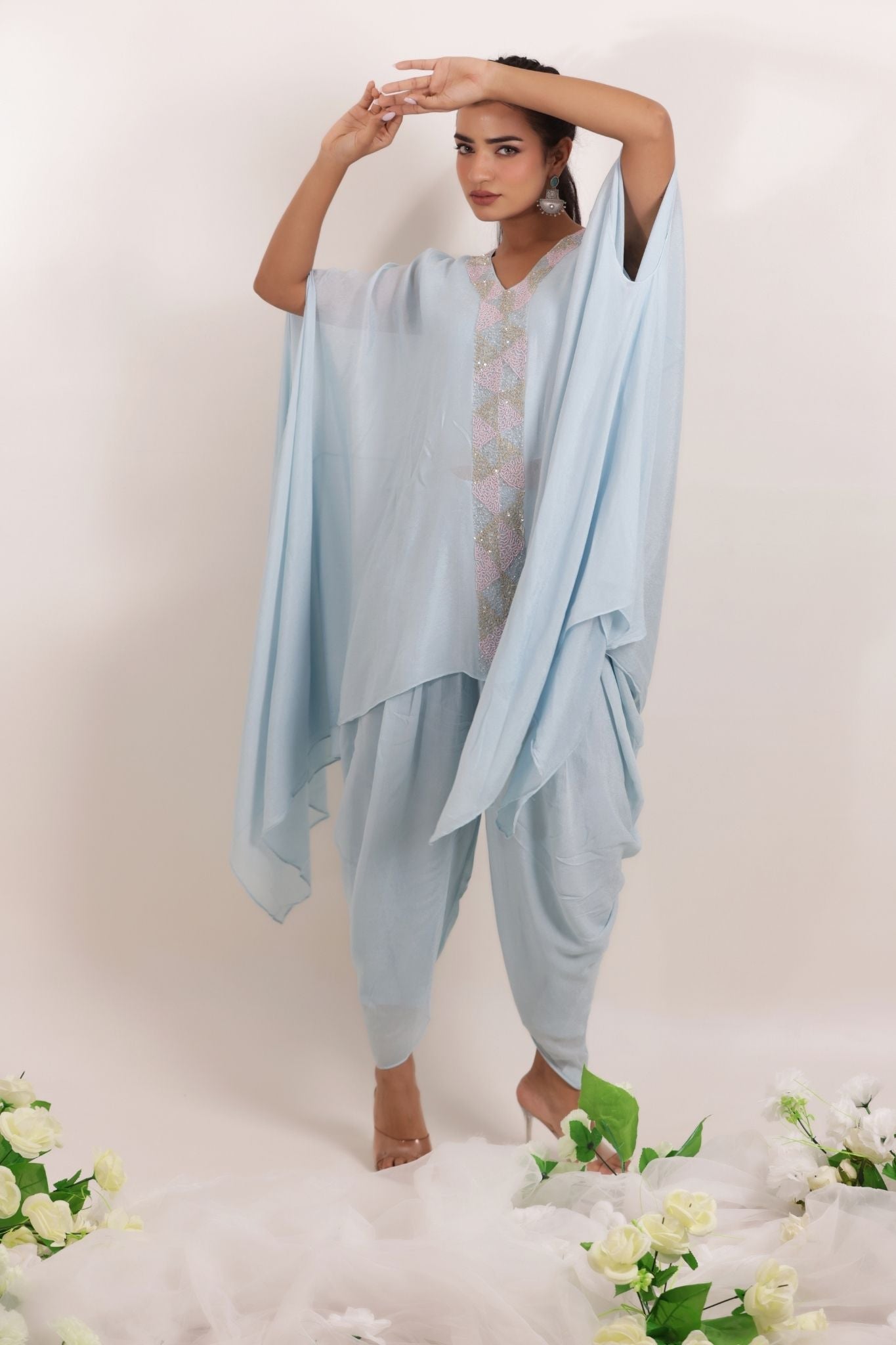 Chinon Dhoti Indowestern Set with Embellished work