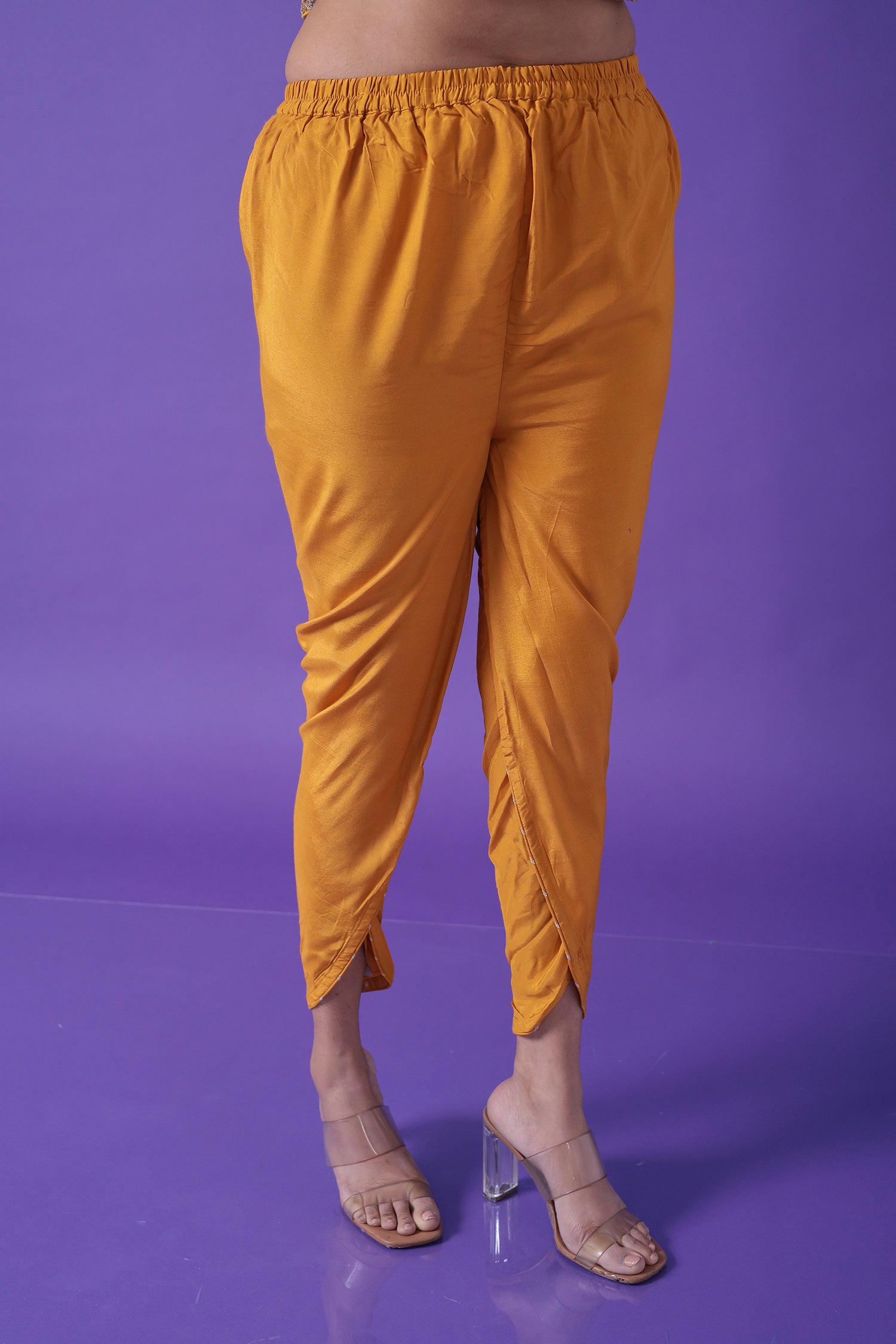 Peplum Leheriya Organza Suit Embroidered with Gota Patti work