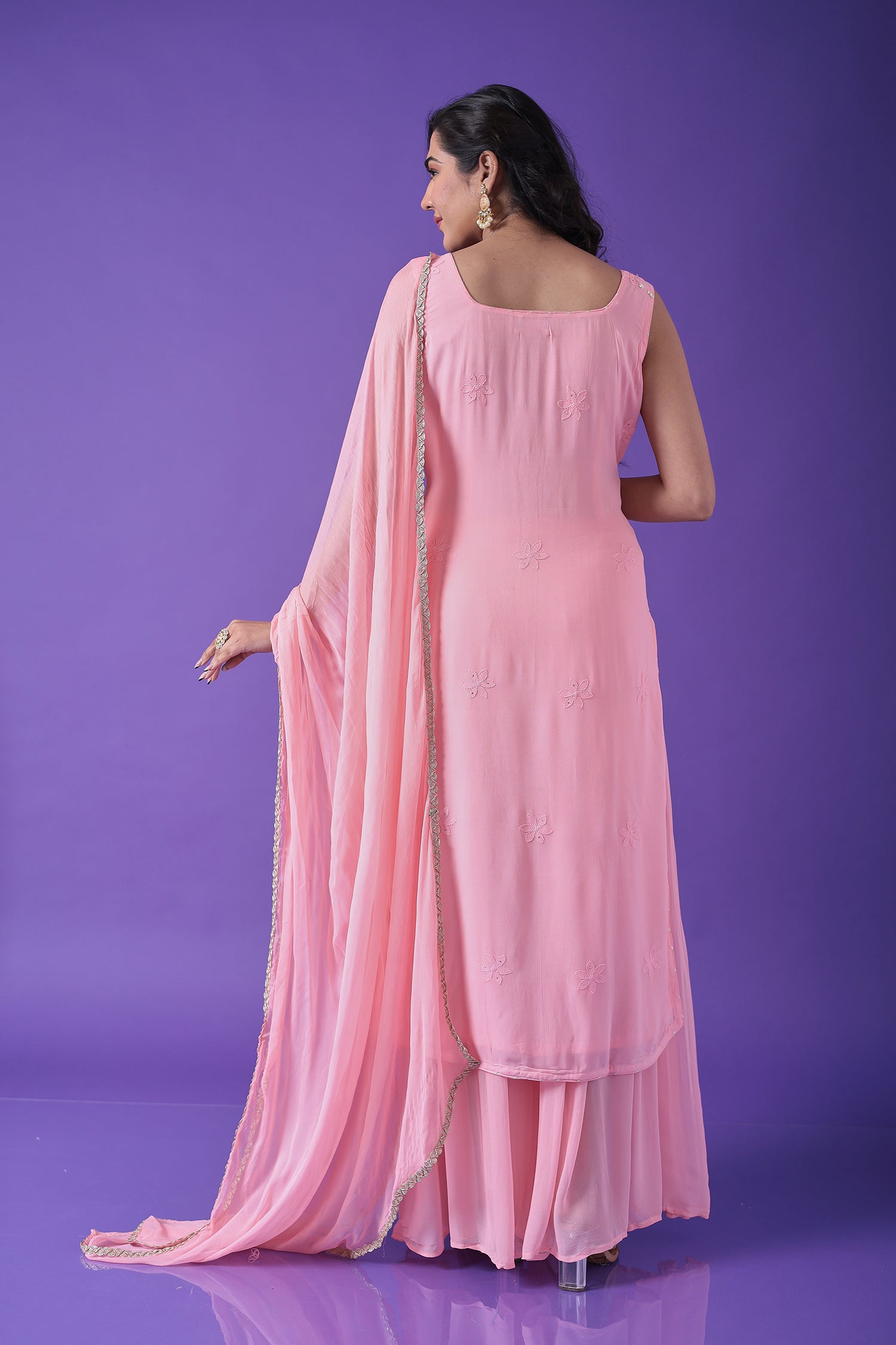 Embroidered Straight Cut Georgette Suit