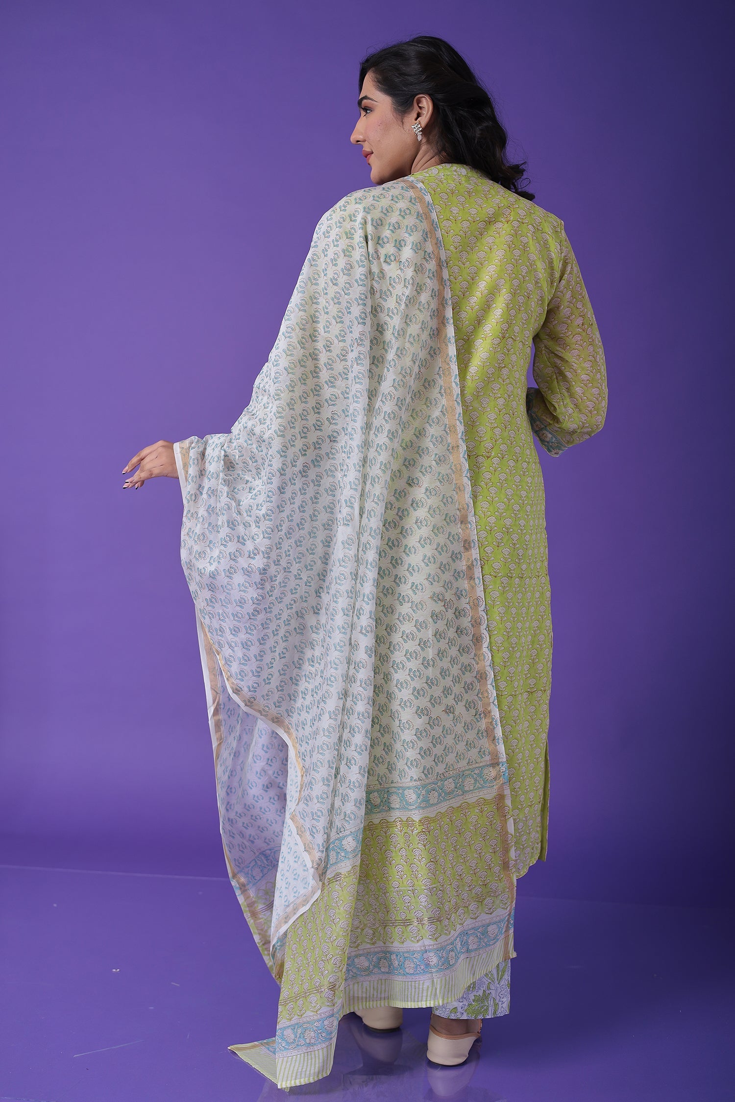 Printed Chanderi Straight Cut Suit