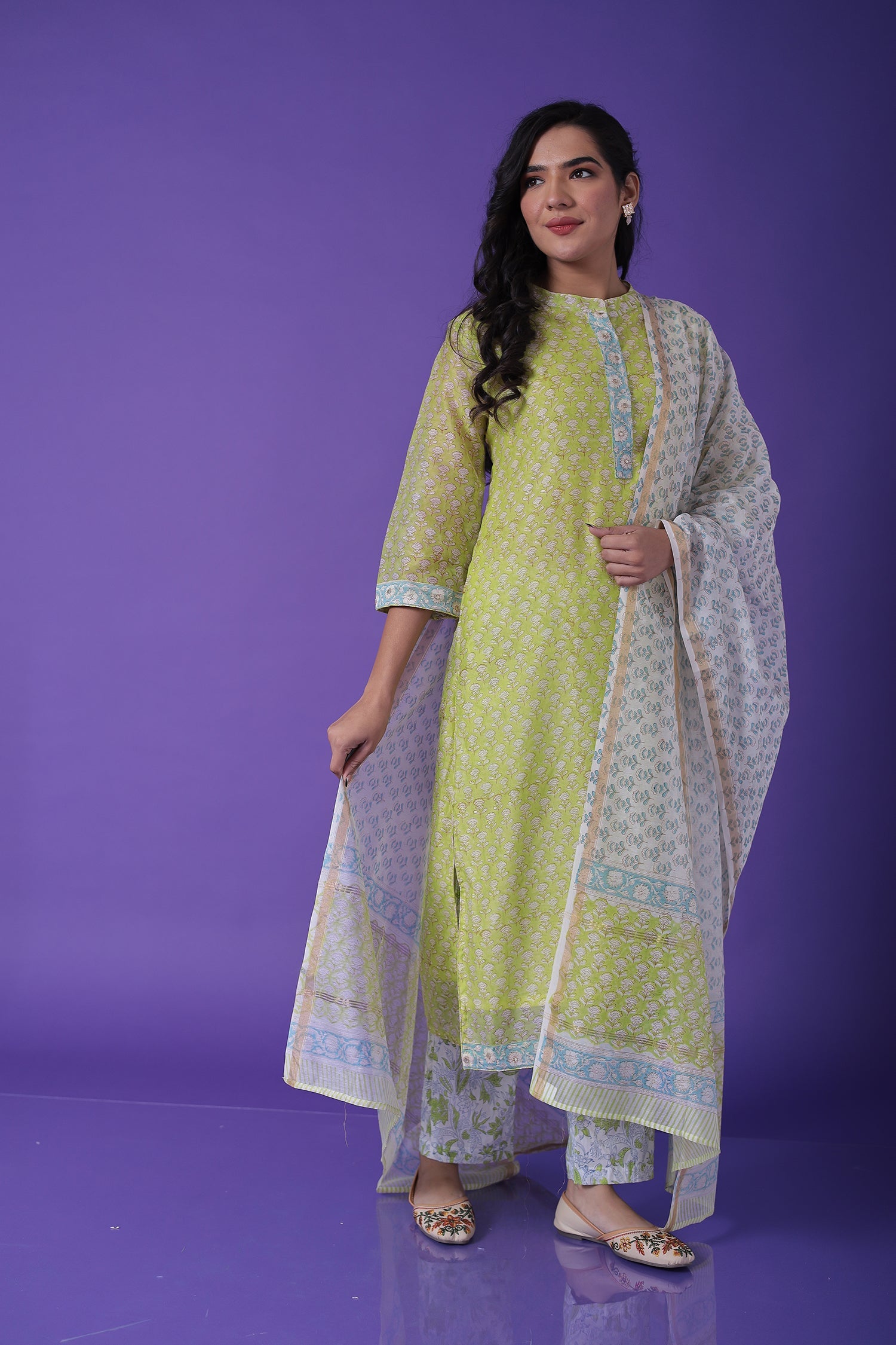 Printed Chanderi Straight Cut Suit