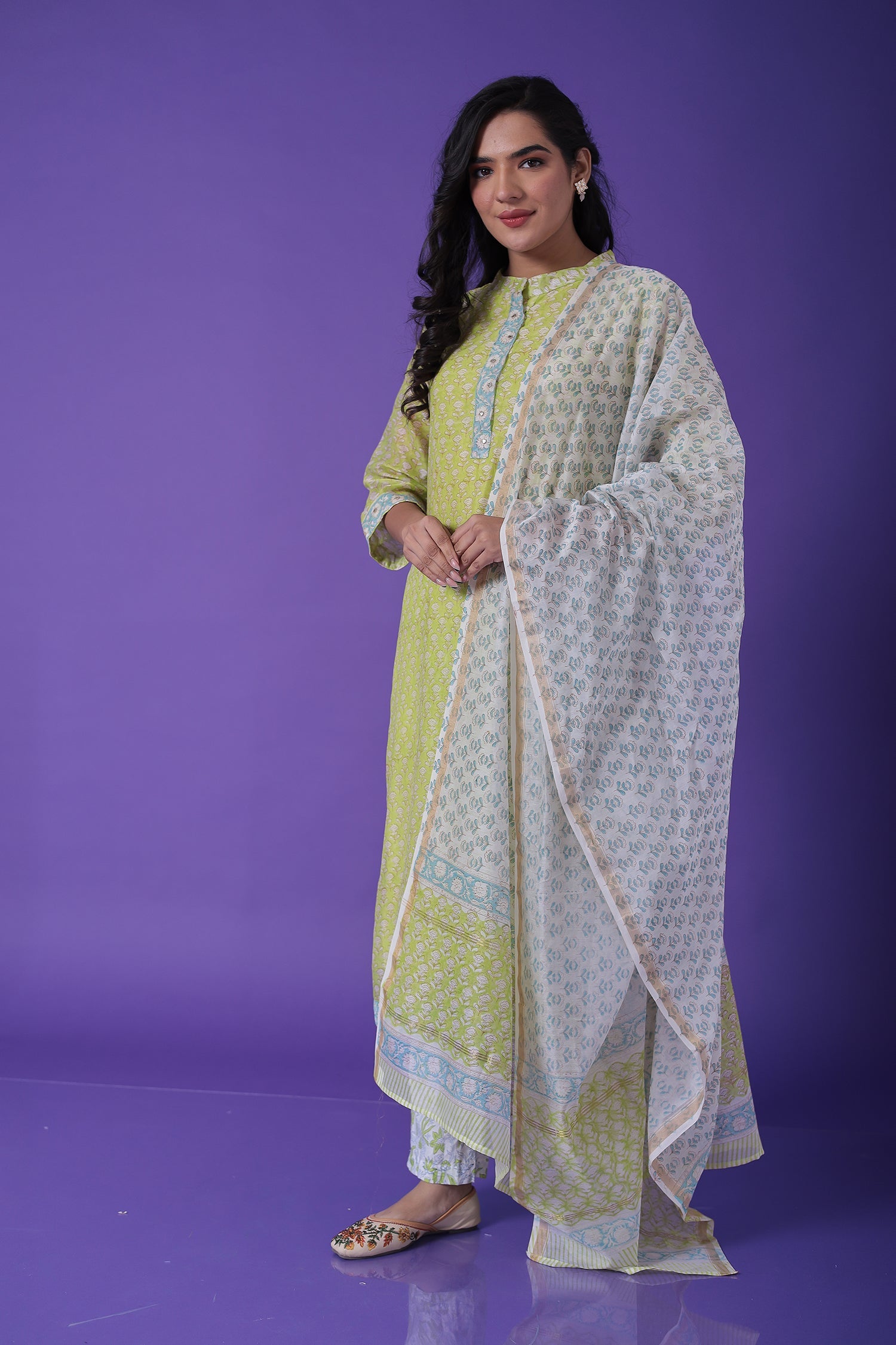 Printed Chanderi Straight Cut Suit