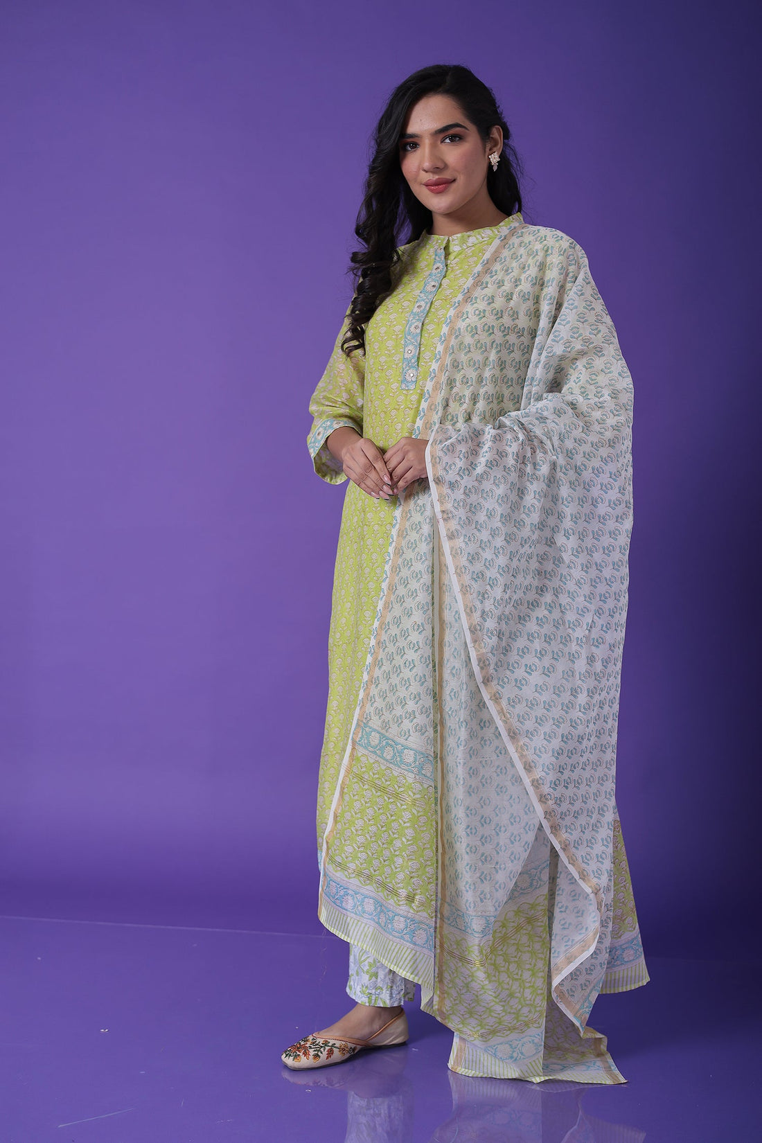 Printed Chanderi Straight Cut Suit