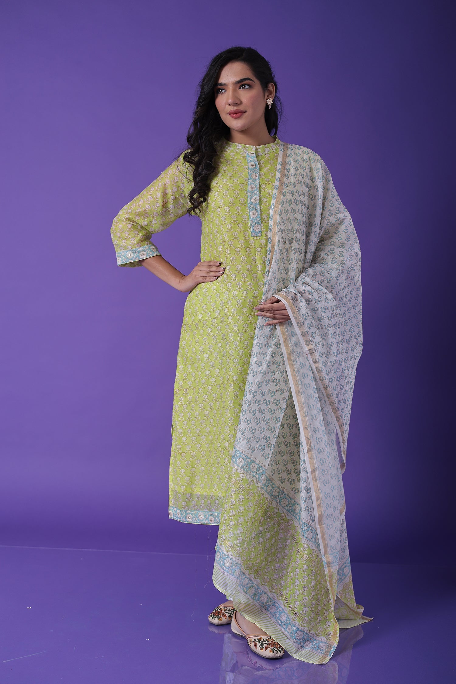 Printed Chanderi Straight Cut Suit