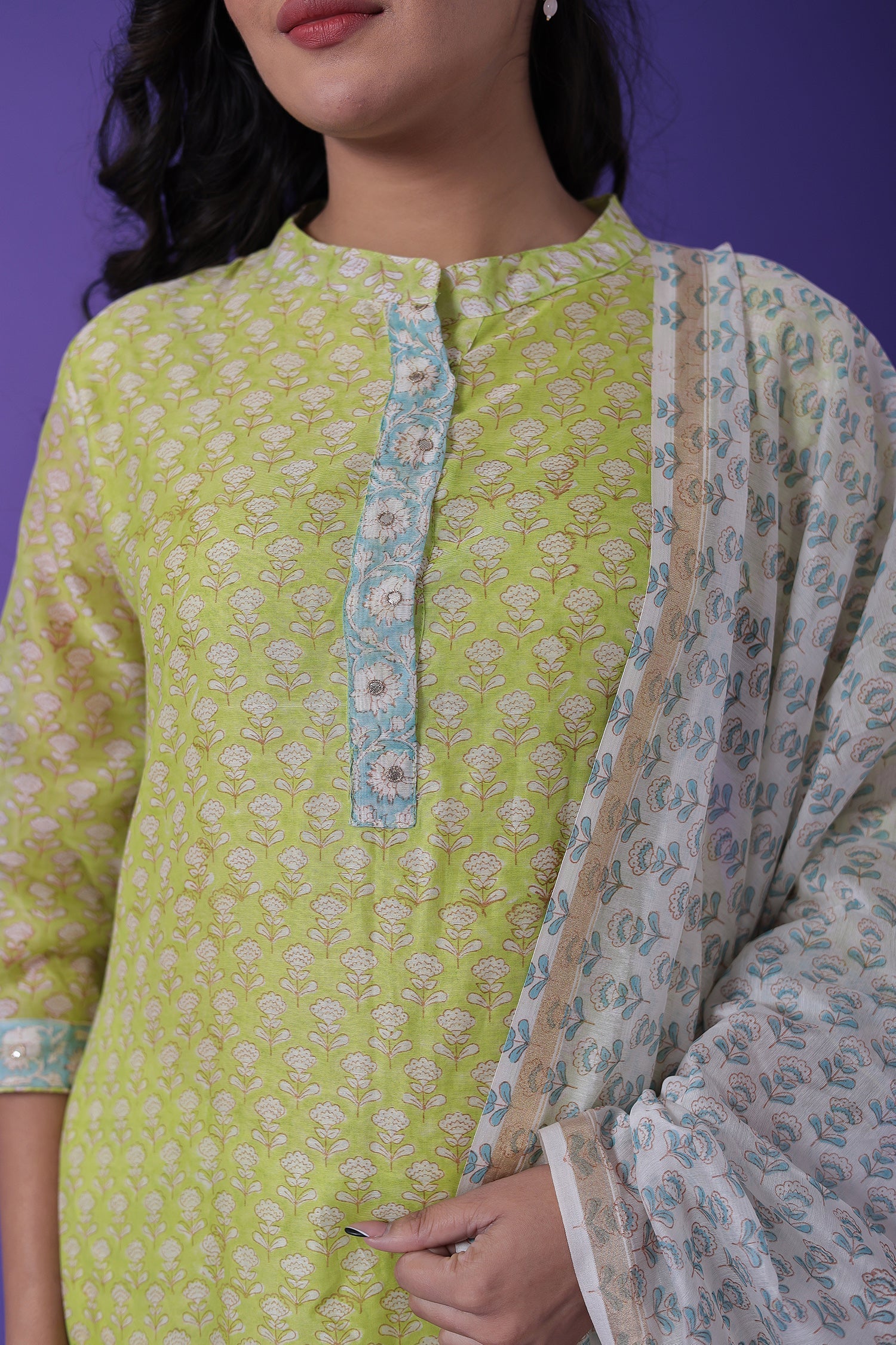 Printed Chanderi Straight Cut Suit