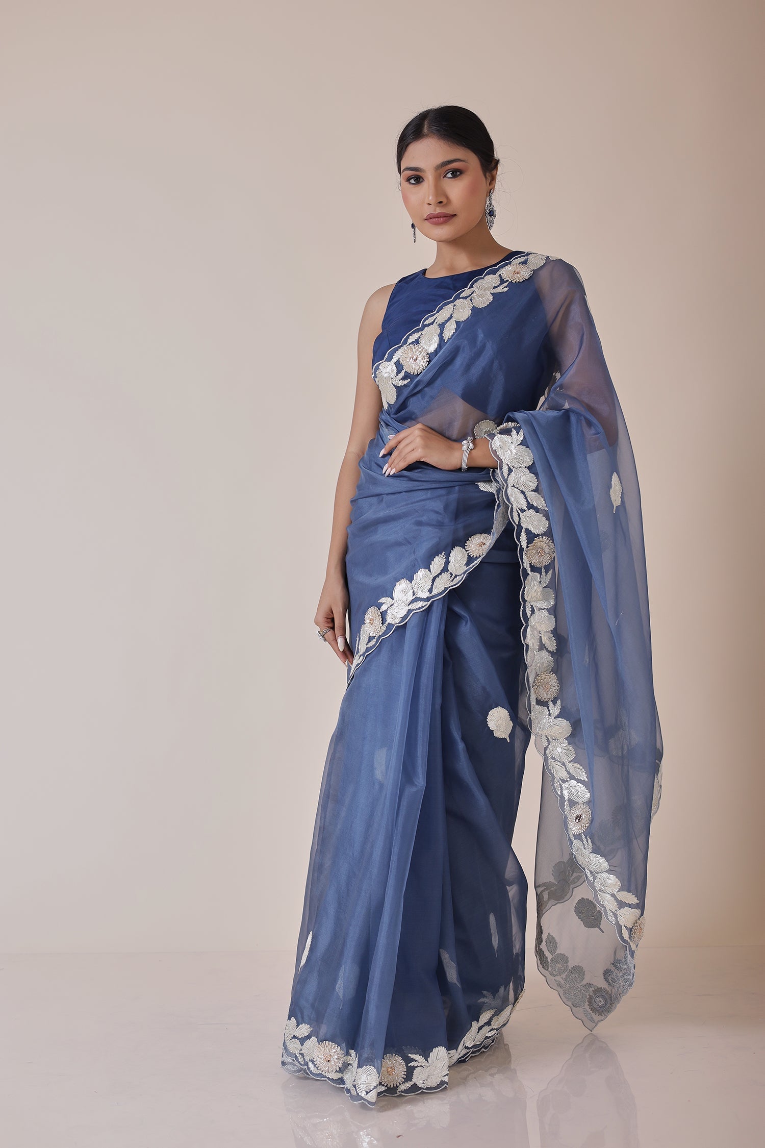 Exquisite Organza Saree Embroidered with Gota work