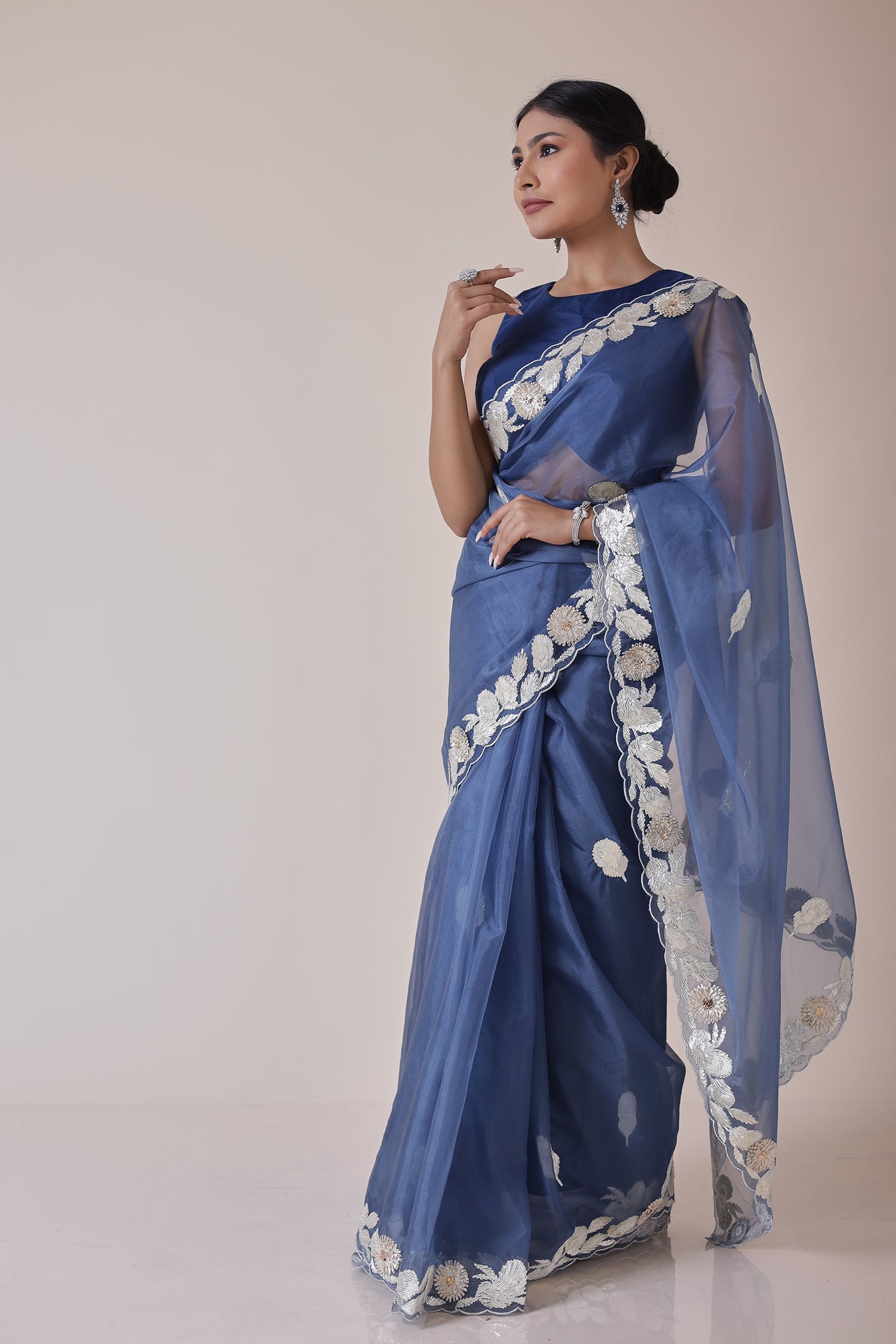 Exquisite Organza Saree Embroidered with Gota work