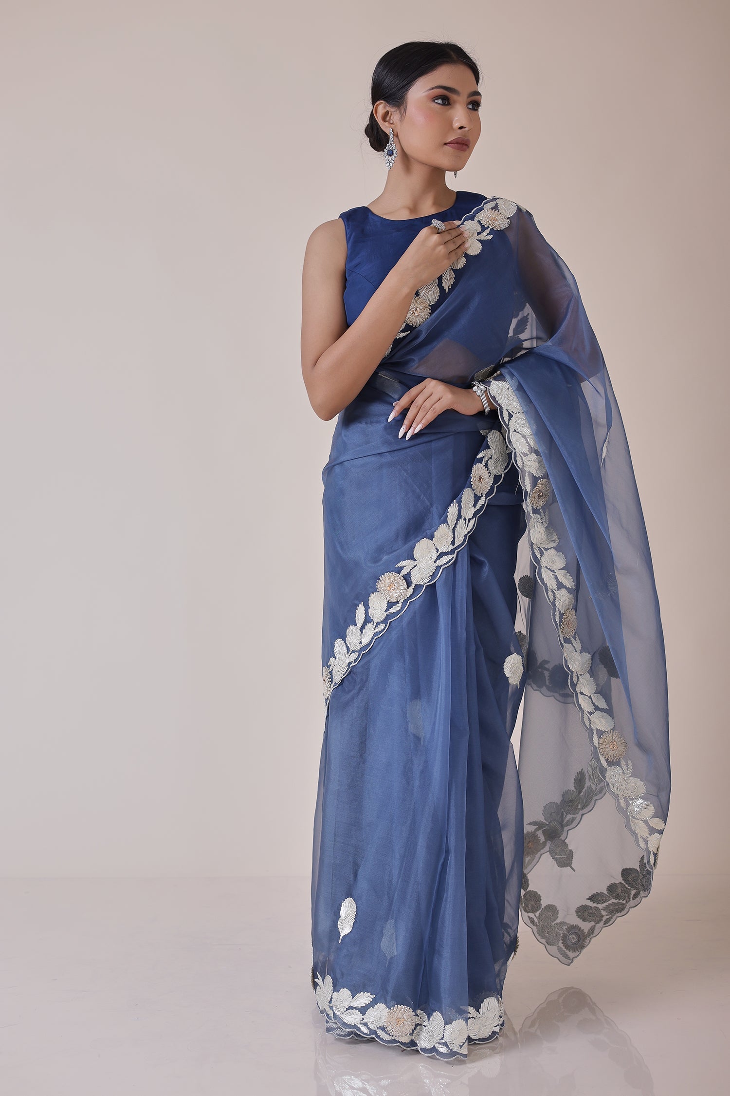 Exquisite Organza Saree Embroidered with Gota work