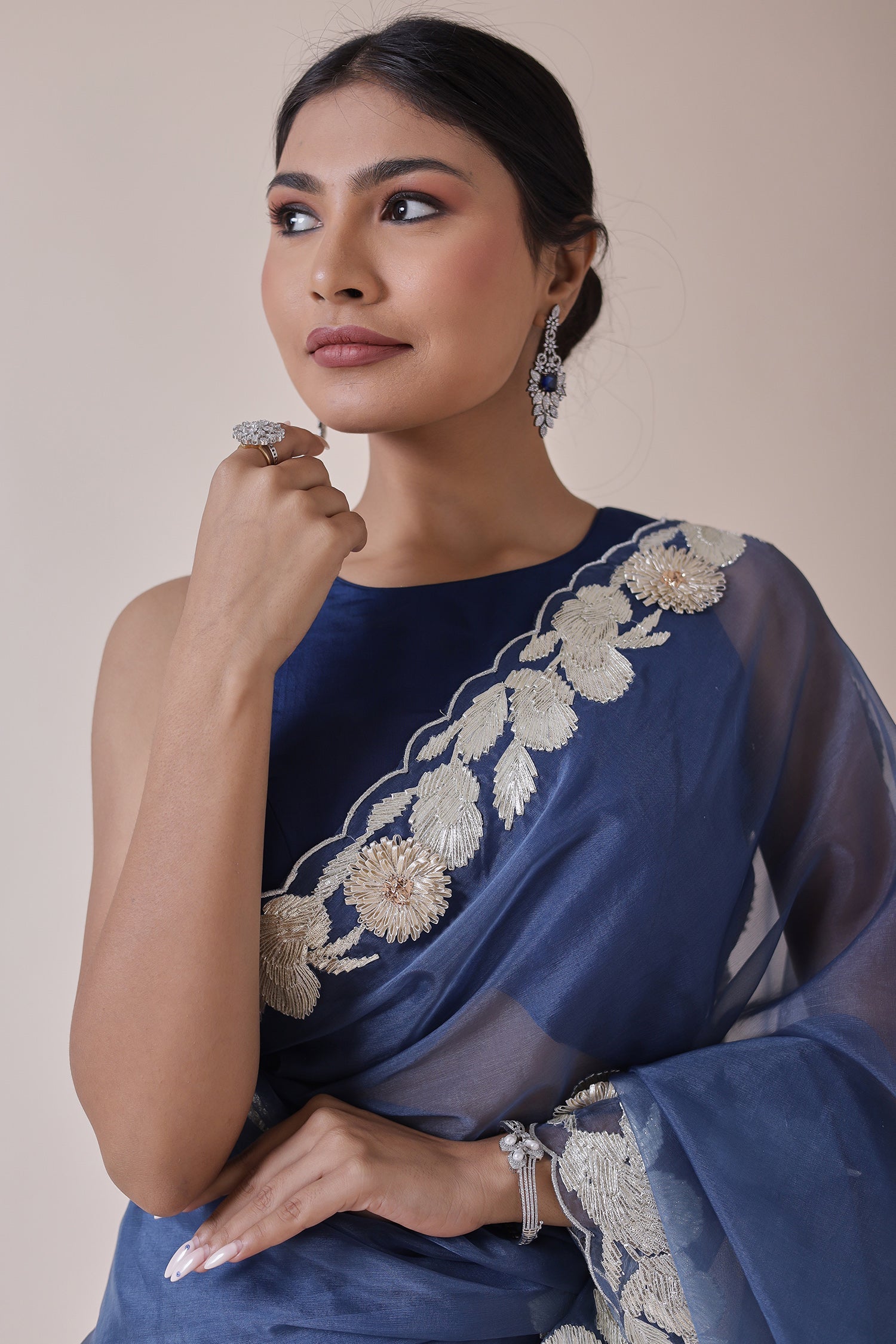 Exquisite Organza Saree Embroidered with Gota work