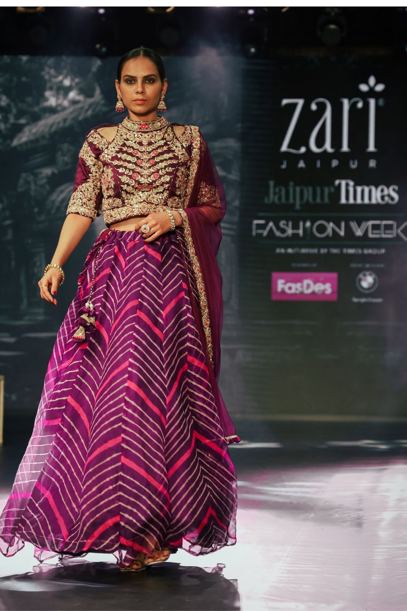 Leheriya Organza Lehenga Embroidered with Zardozi work