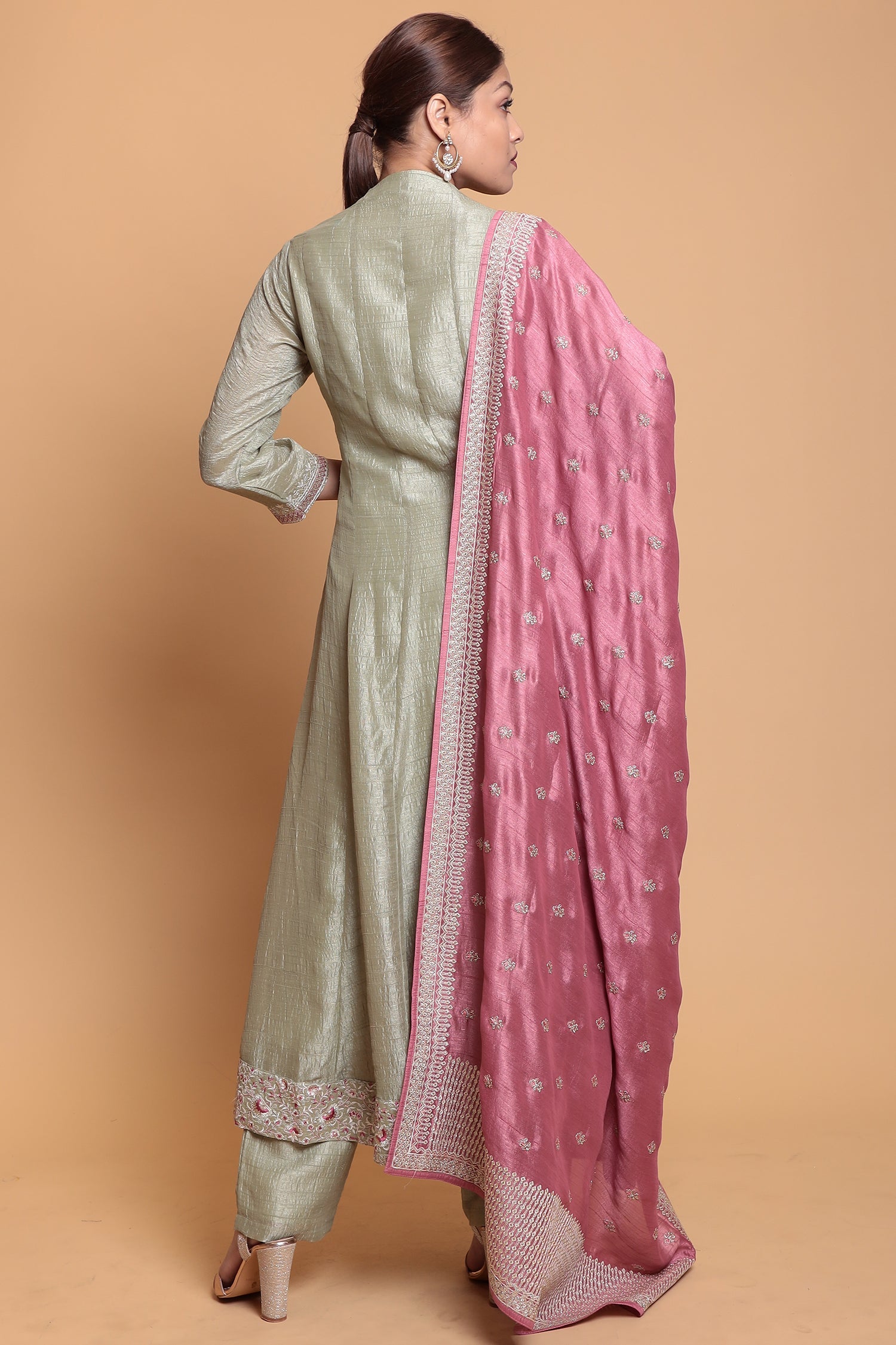 Chinon Suit with Aari work.