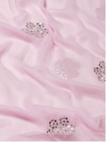 Chiffon Saree with Mirror and Thread Work.