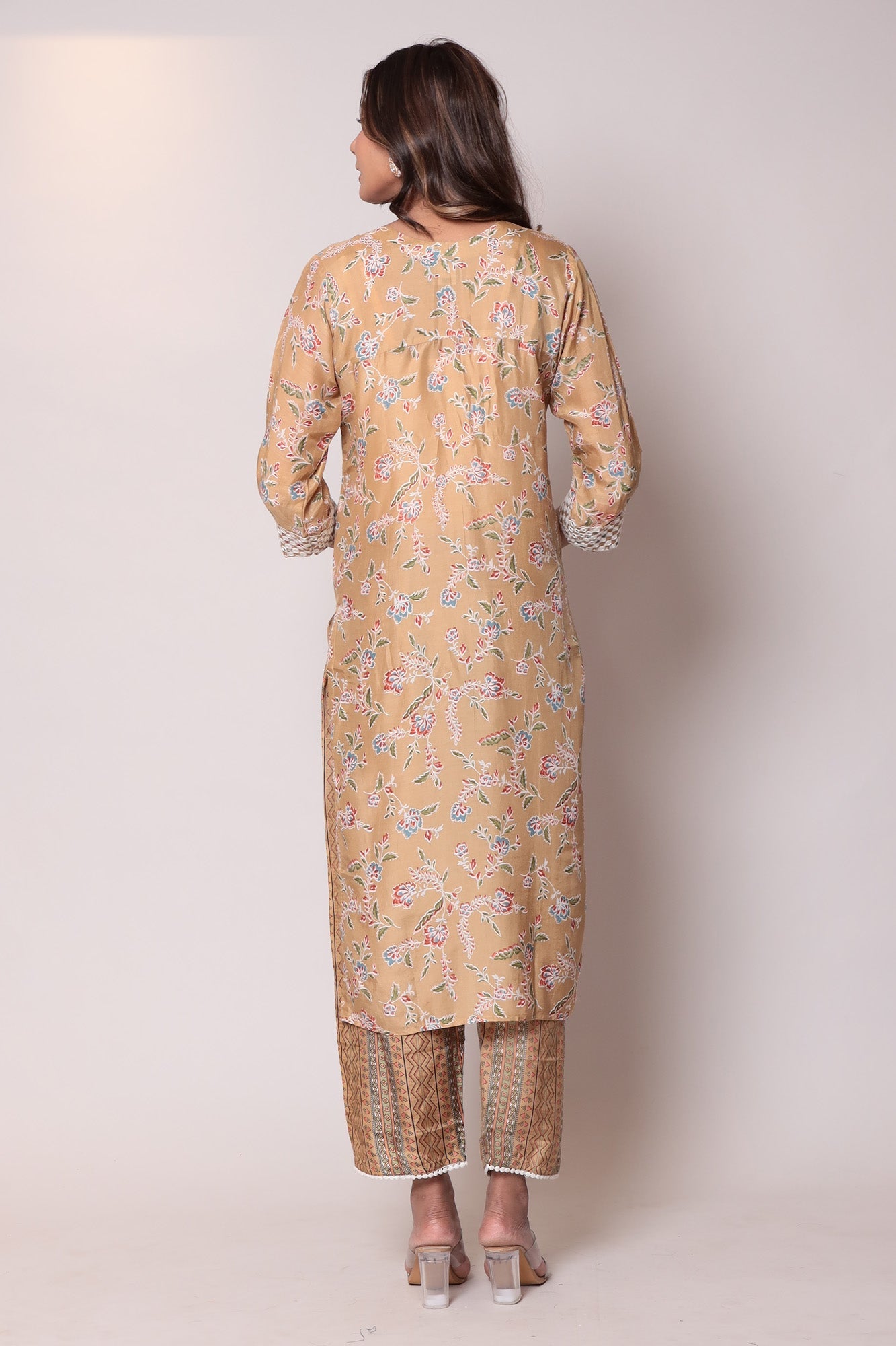 Printed Chanderi Straight Kurta Set