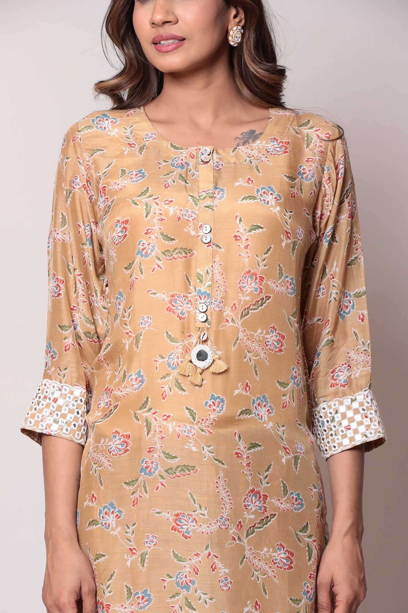 Printed Chanderi Straight Kurta Set