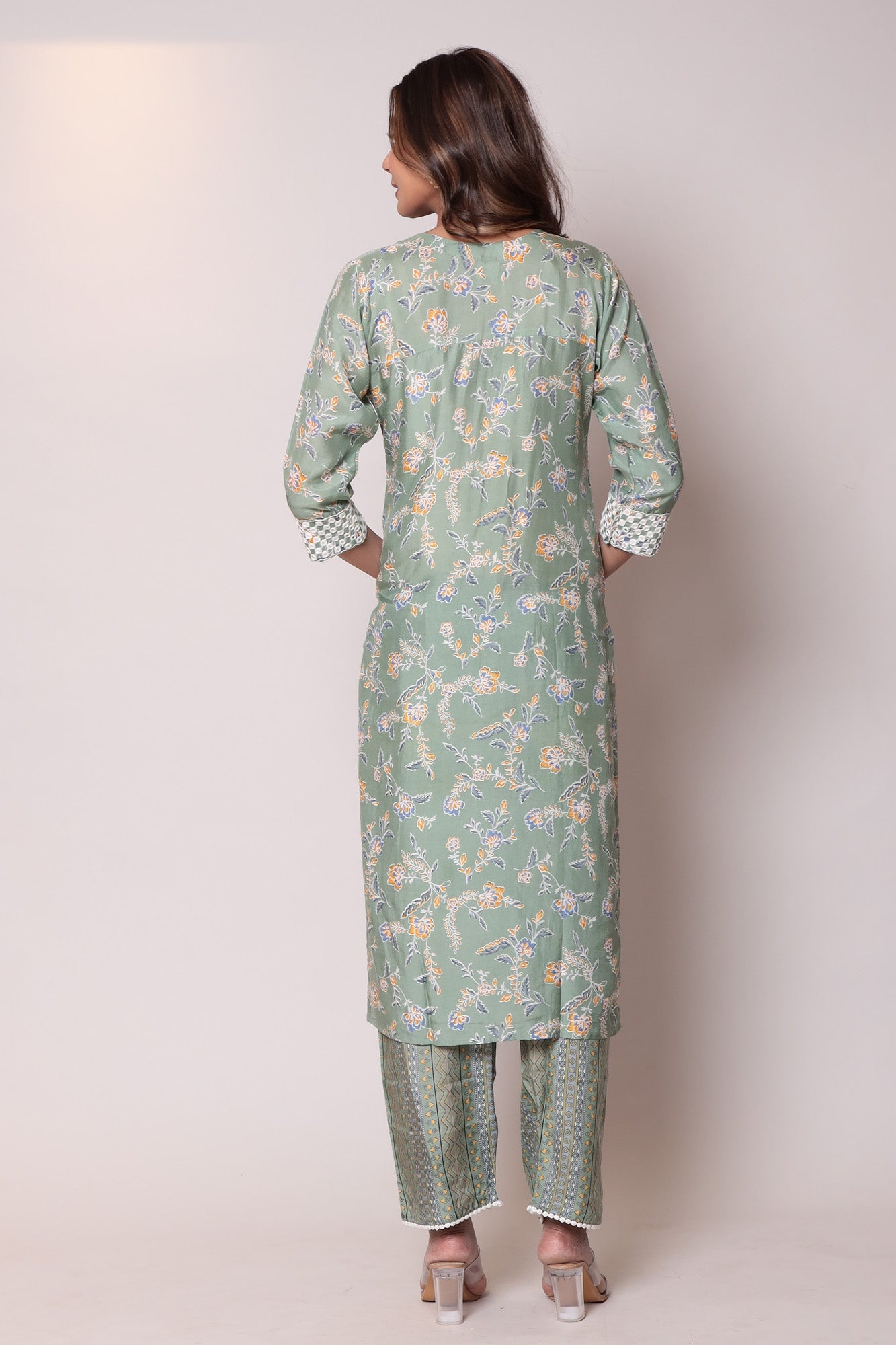 Printed Chanderi Straight Kurta Set