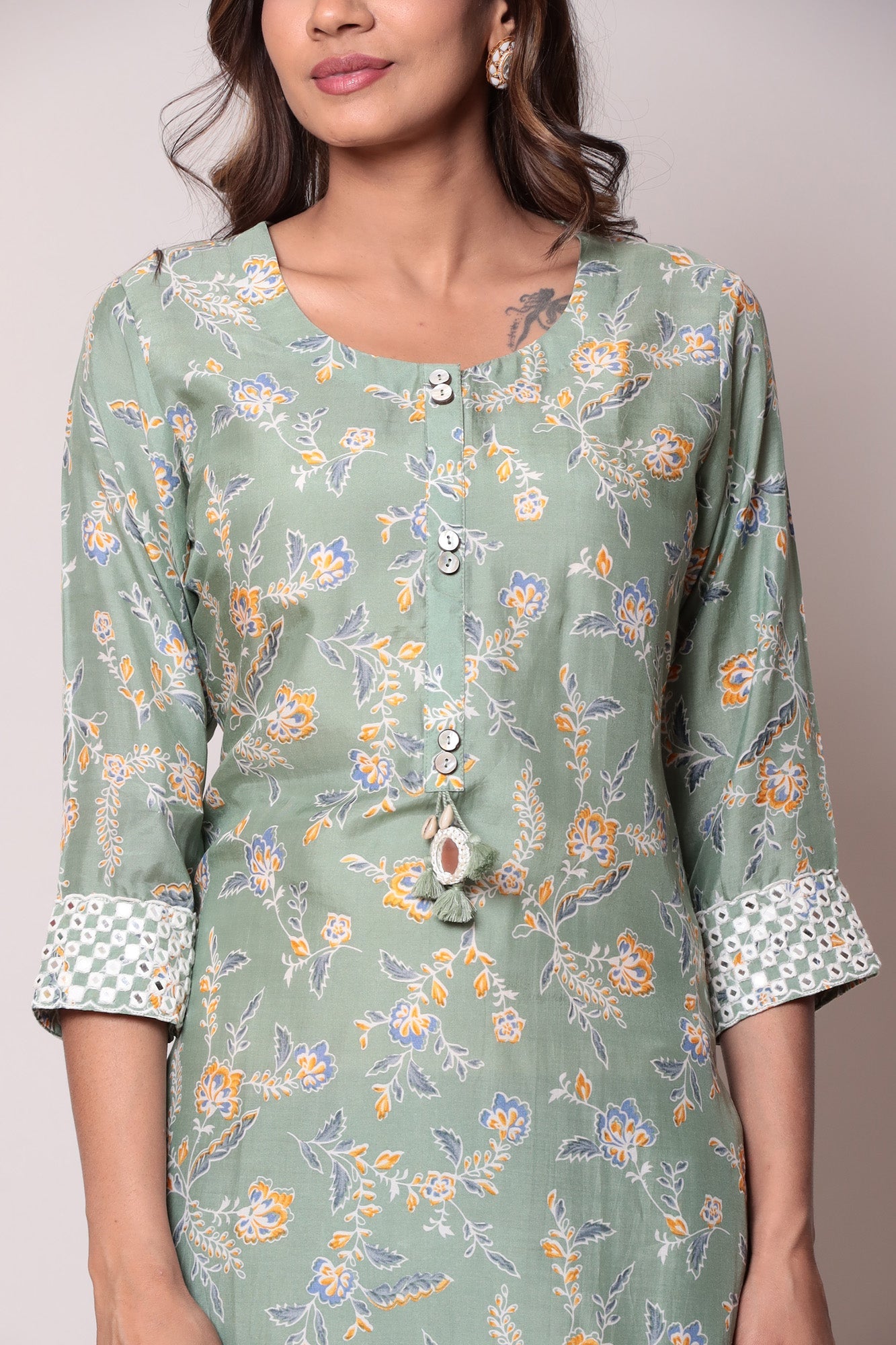 Printed Chanderi Straight Kurta Set