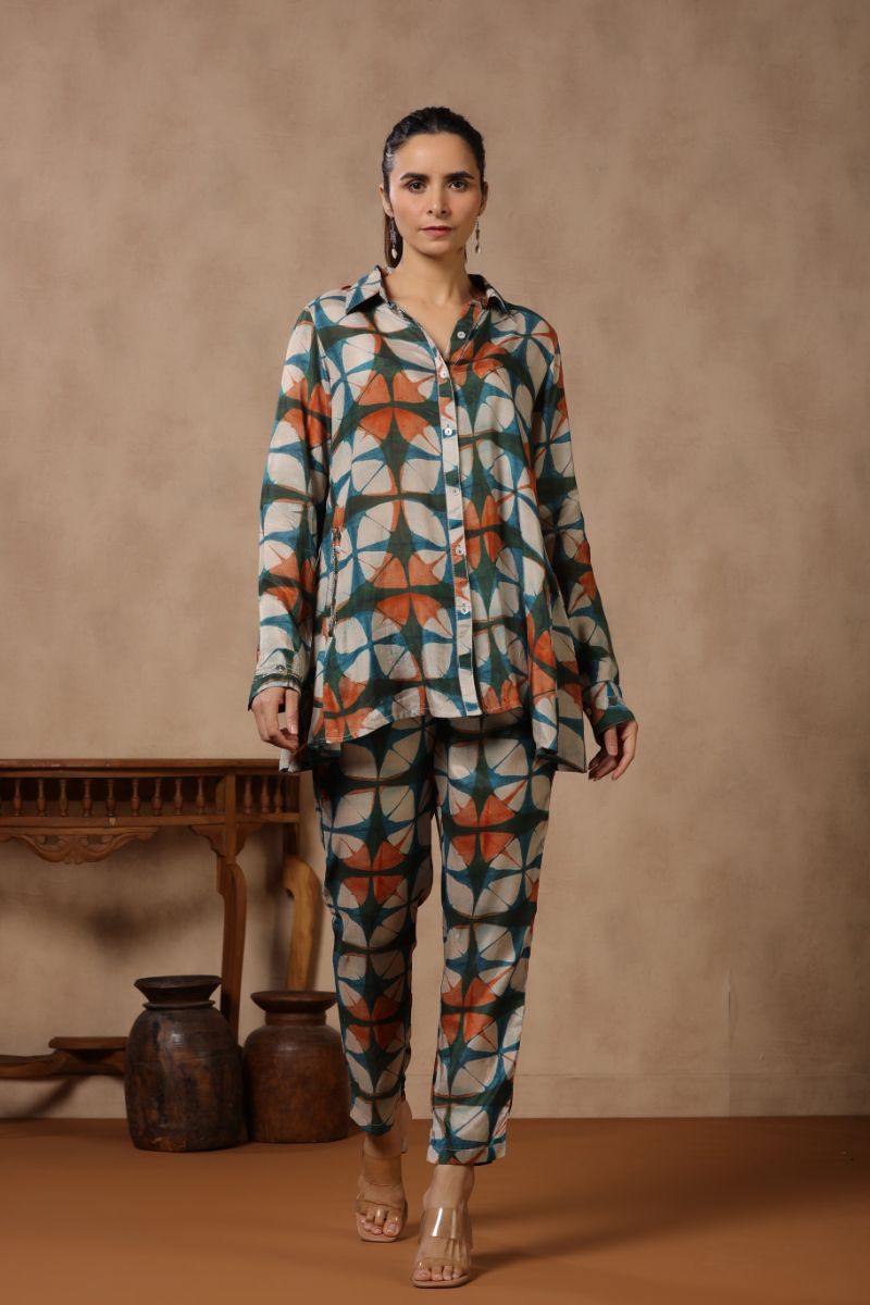 Printed Summer silk Co Ords Set