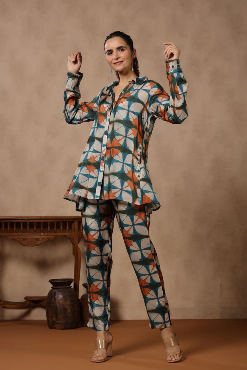 Printed Summer silk Co Ords Set