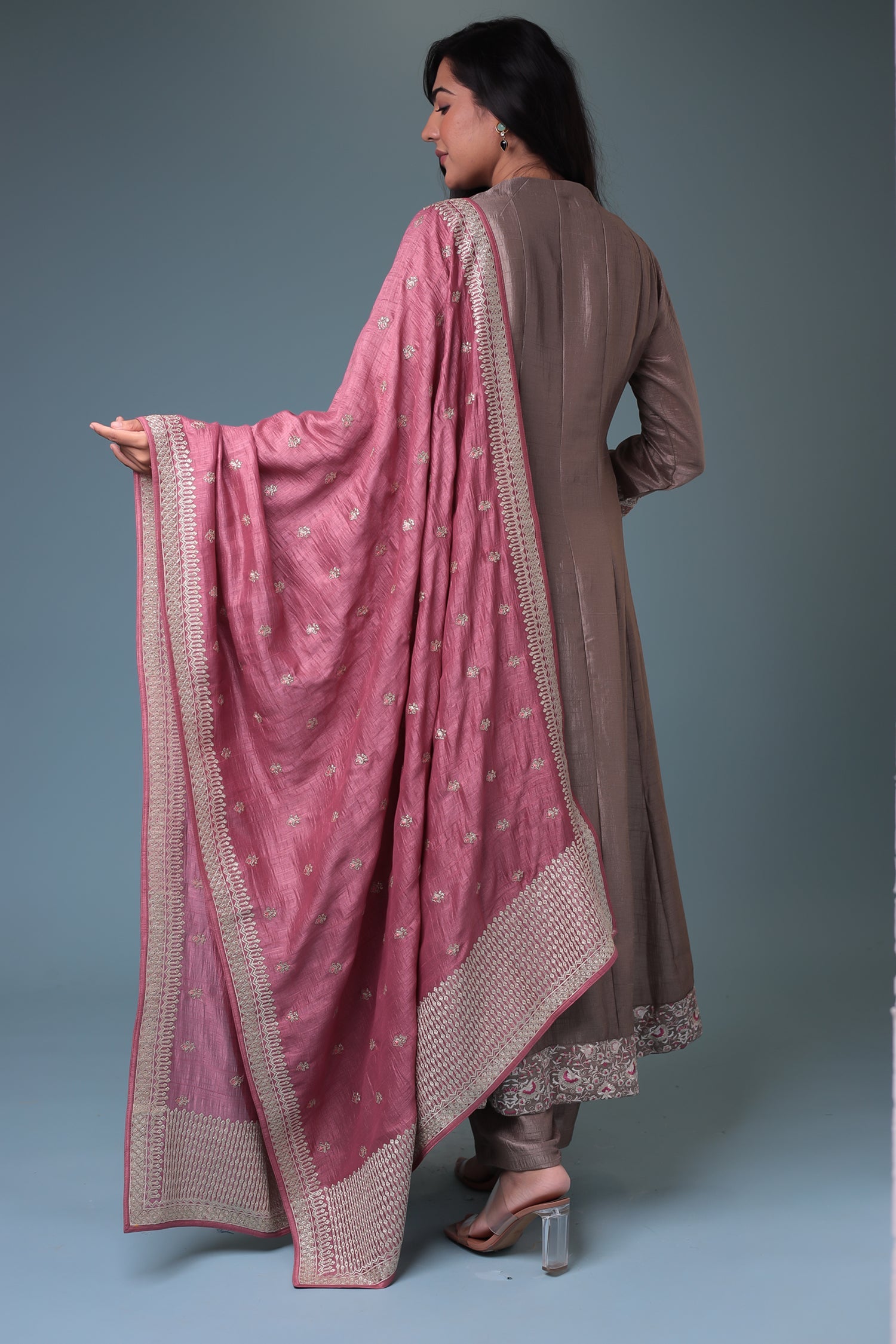 Silk Suit with Thread work.