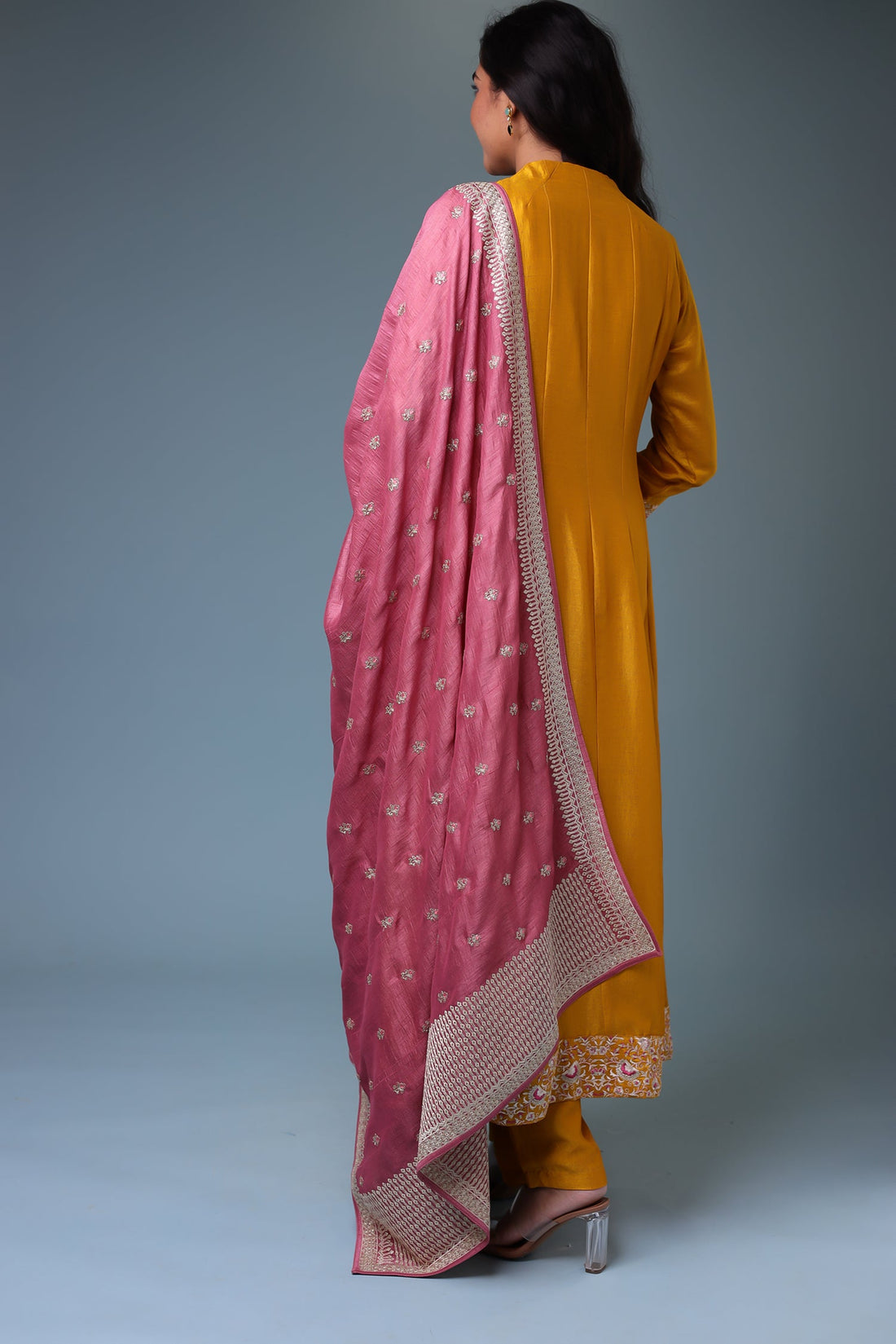 Silk Suit with Thread work.