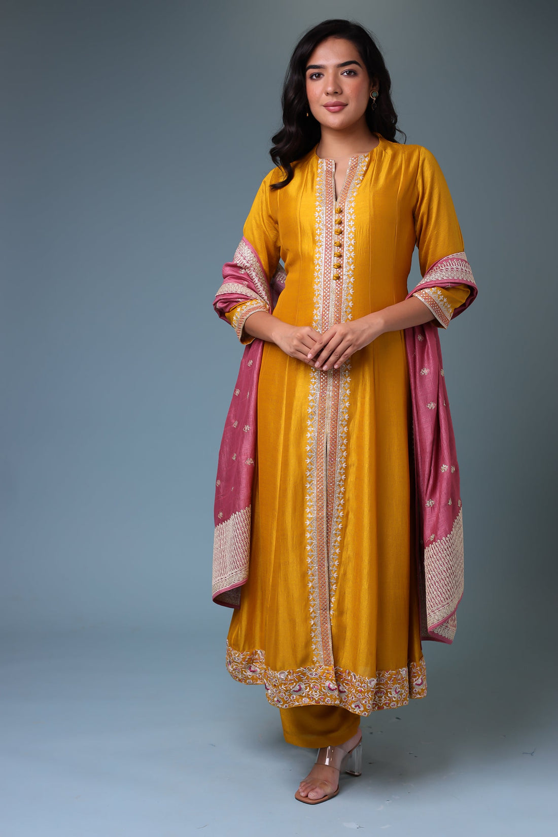 Silk Suit with Thread work.