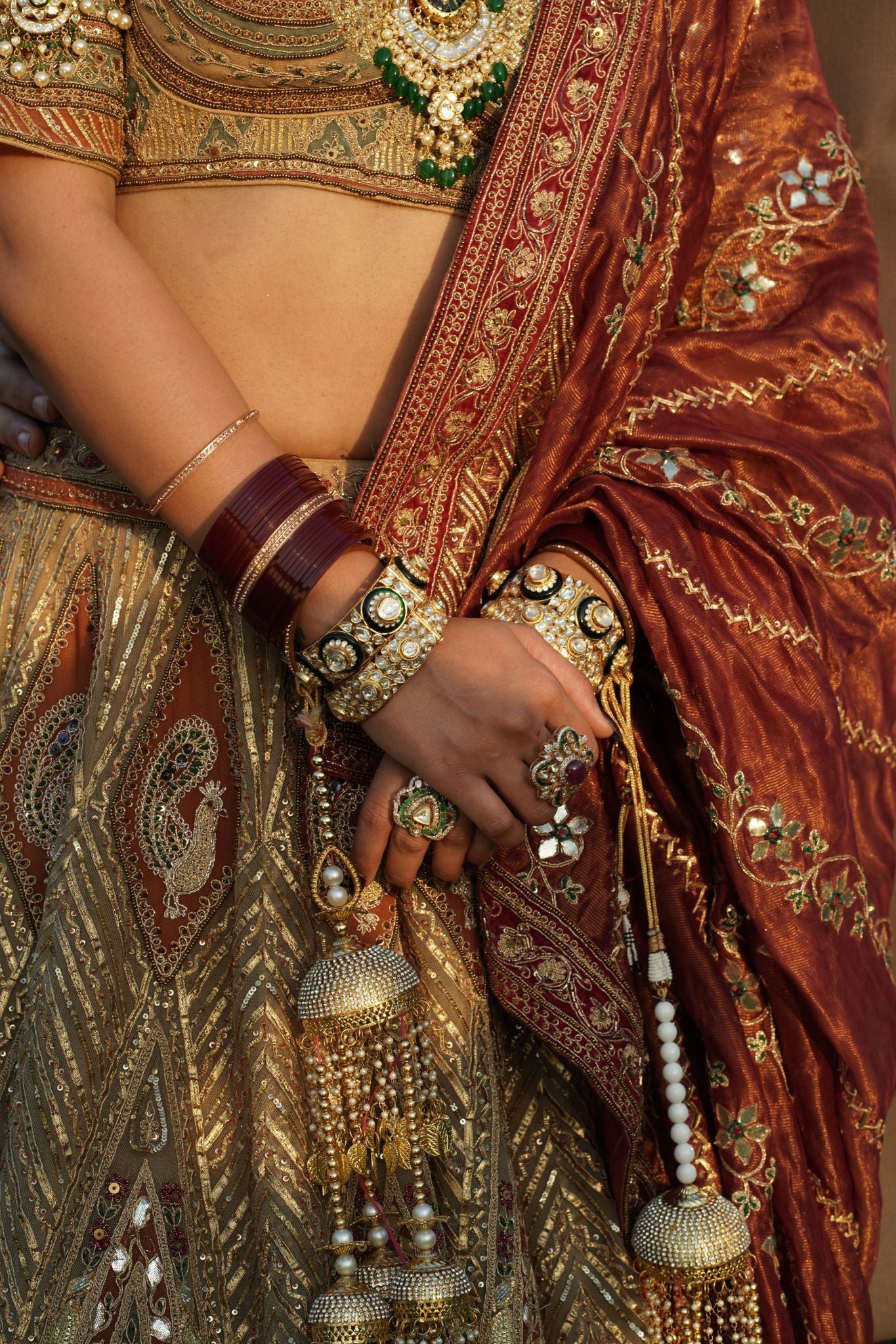 Tissue Lehenga Embroidered with Gota Thread work