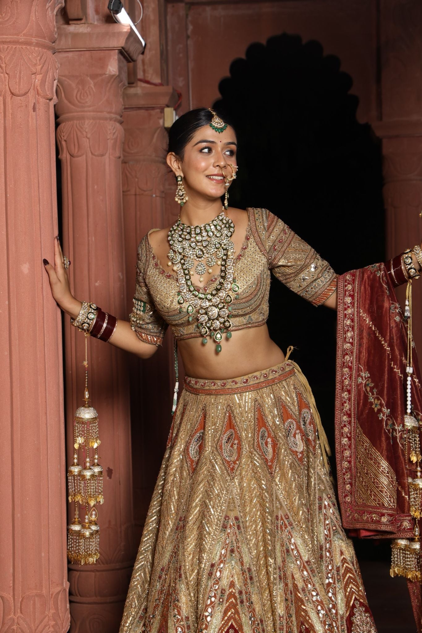 Tissue Lehenga Embroidered with Gota Thread work