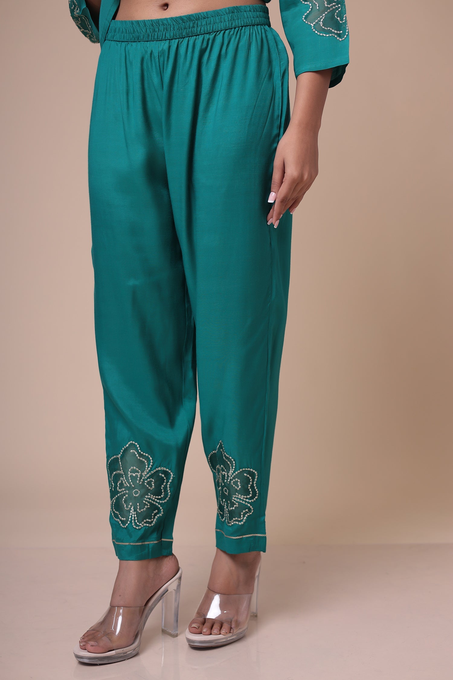 Embroidered Silk Blend Kurta Set with Sequins work