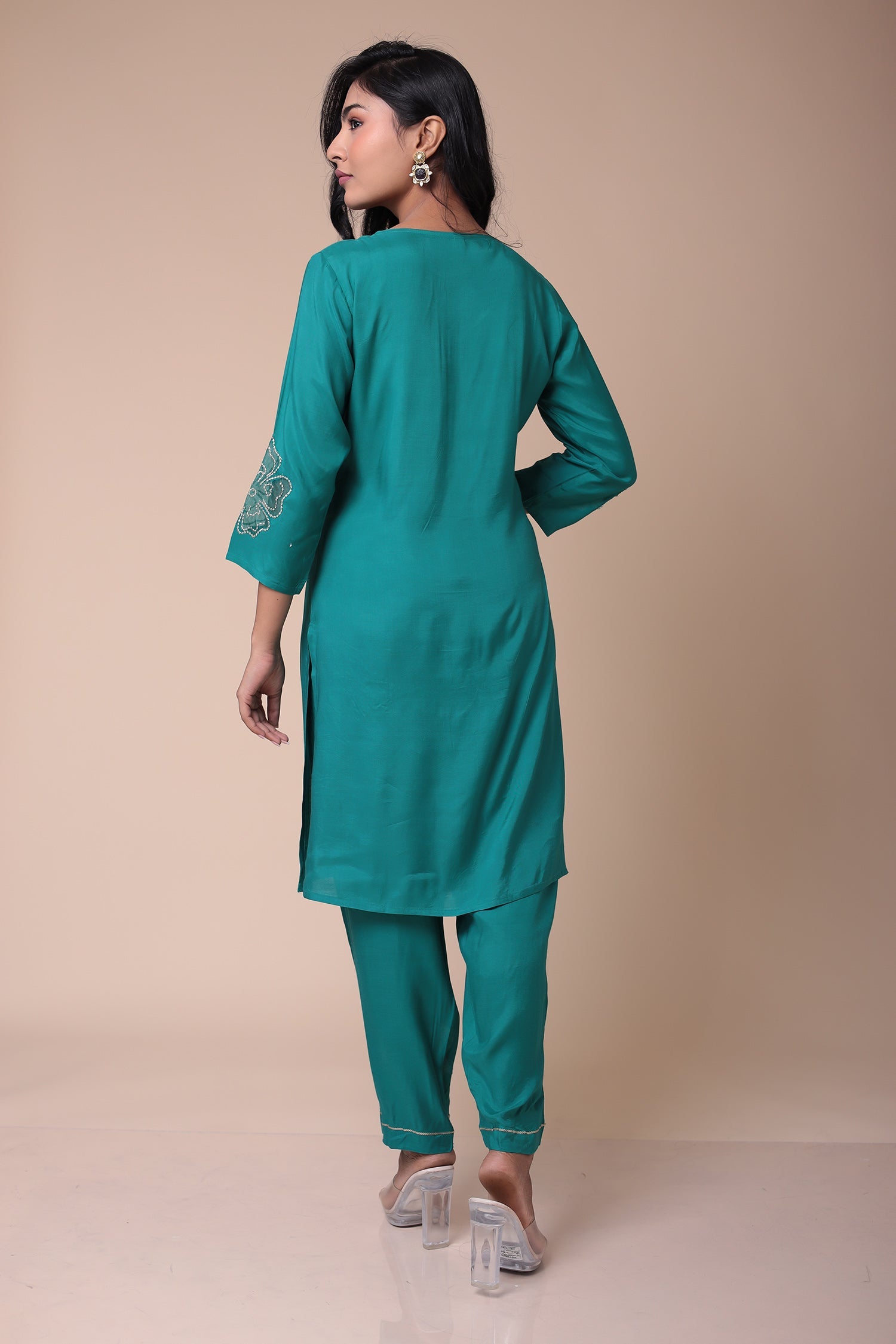 Embroidered Silk Blend Kurta Set with Sequins work