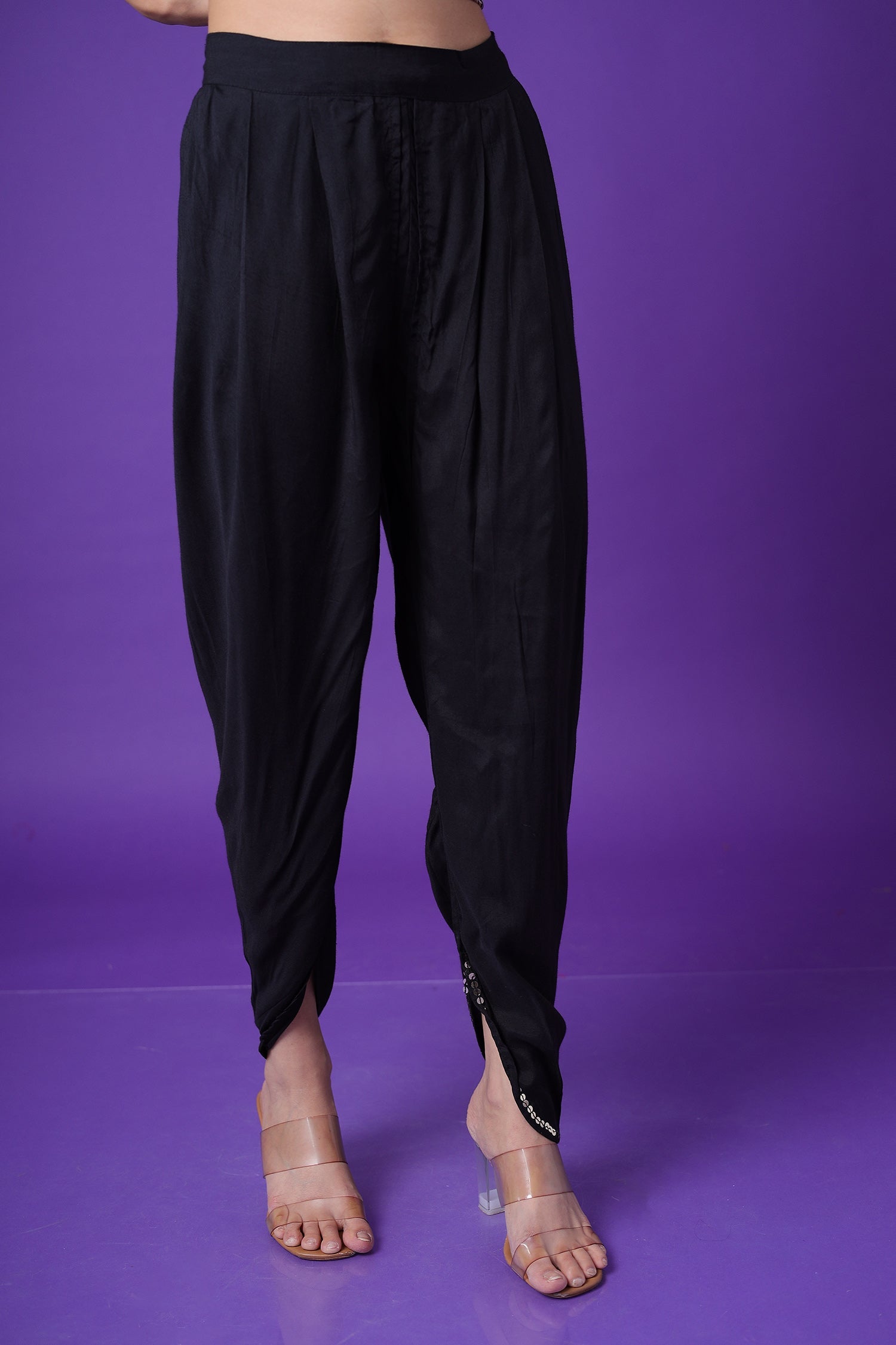 Printed Satin Silk Kurta with Embroidered work