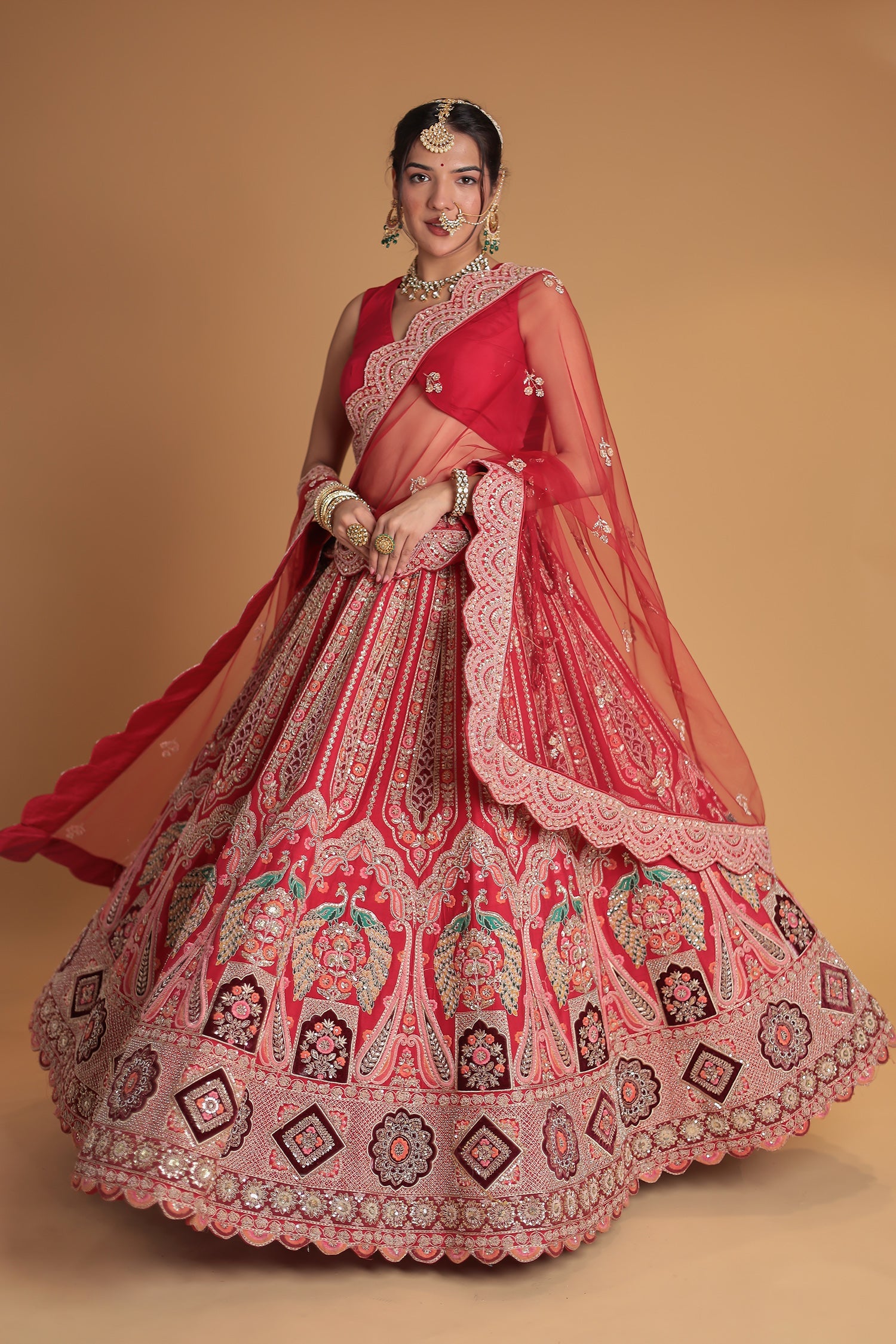 Silk Lehenga with Zardozi and Embroidered work