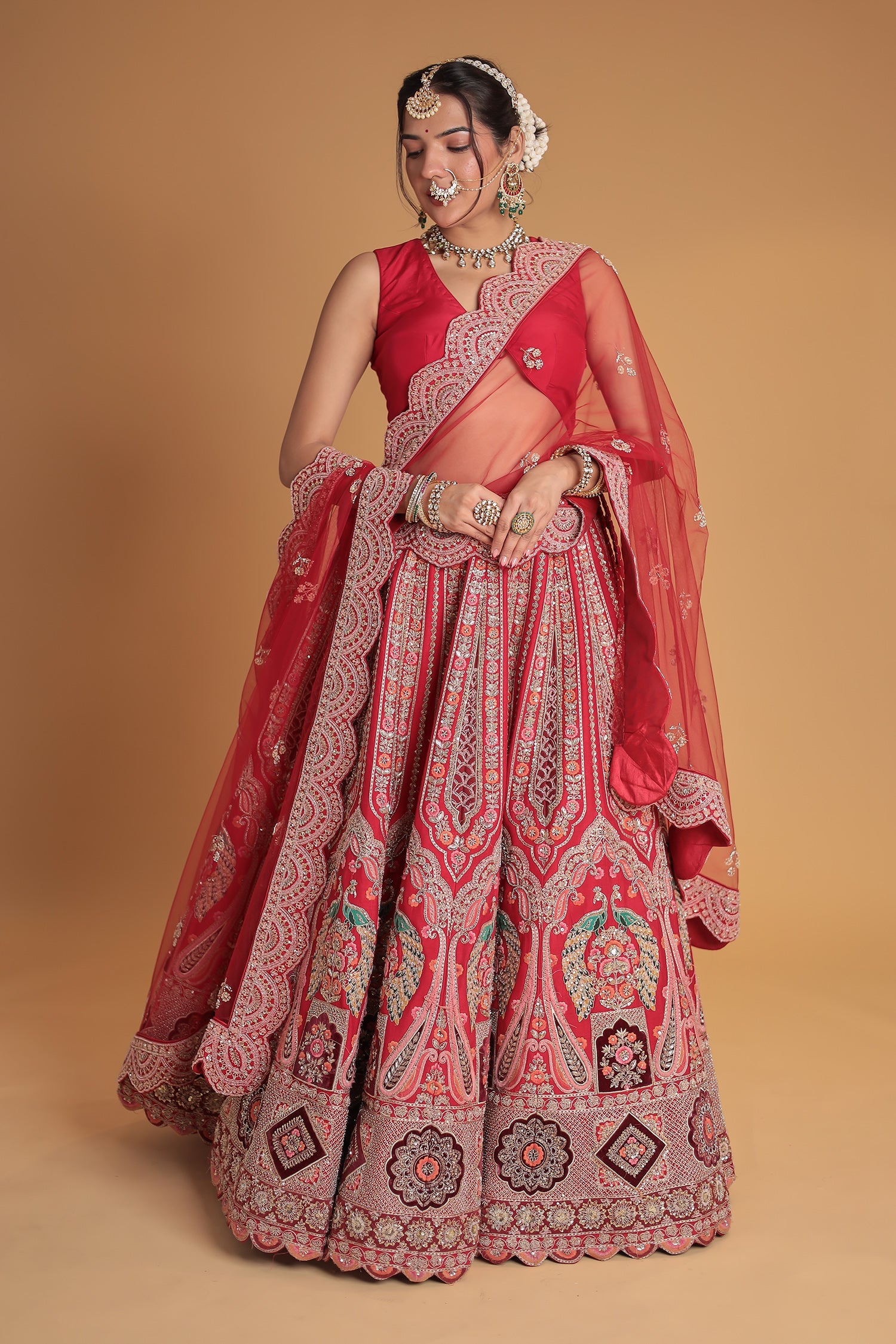Silk Lehenga with Zardozi and Embroidered work