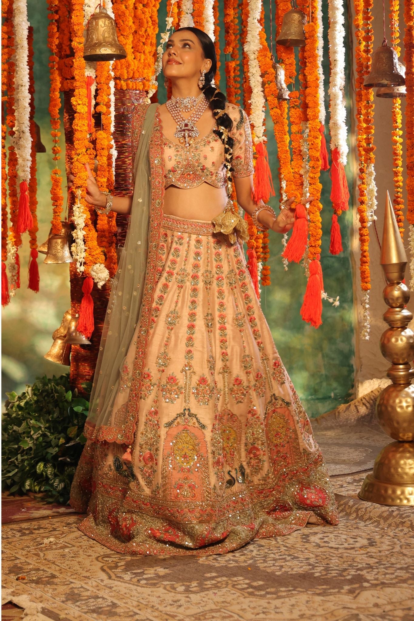 Silk Lehenga Embroidered with Thread and Sequins work