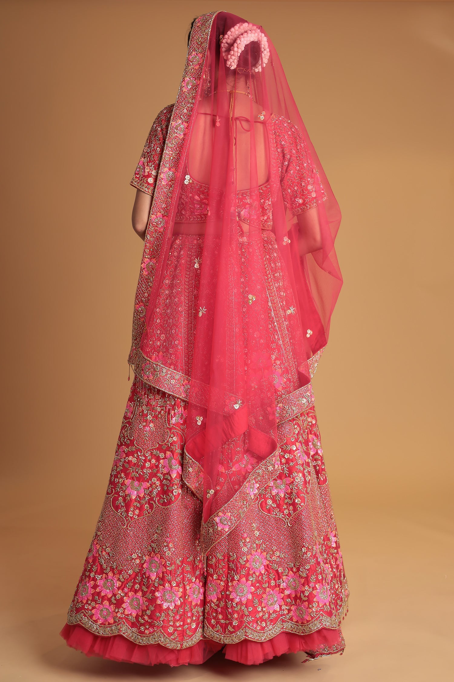 Silk Lehenga Embellished with Floral Motif and Intricate Embroidery