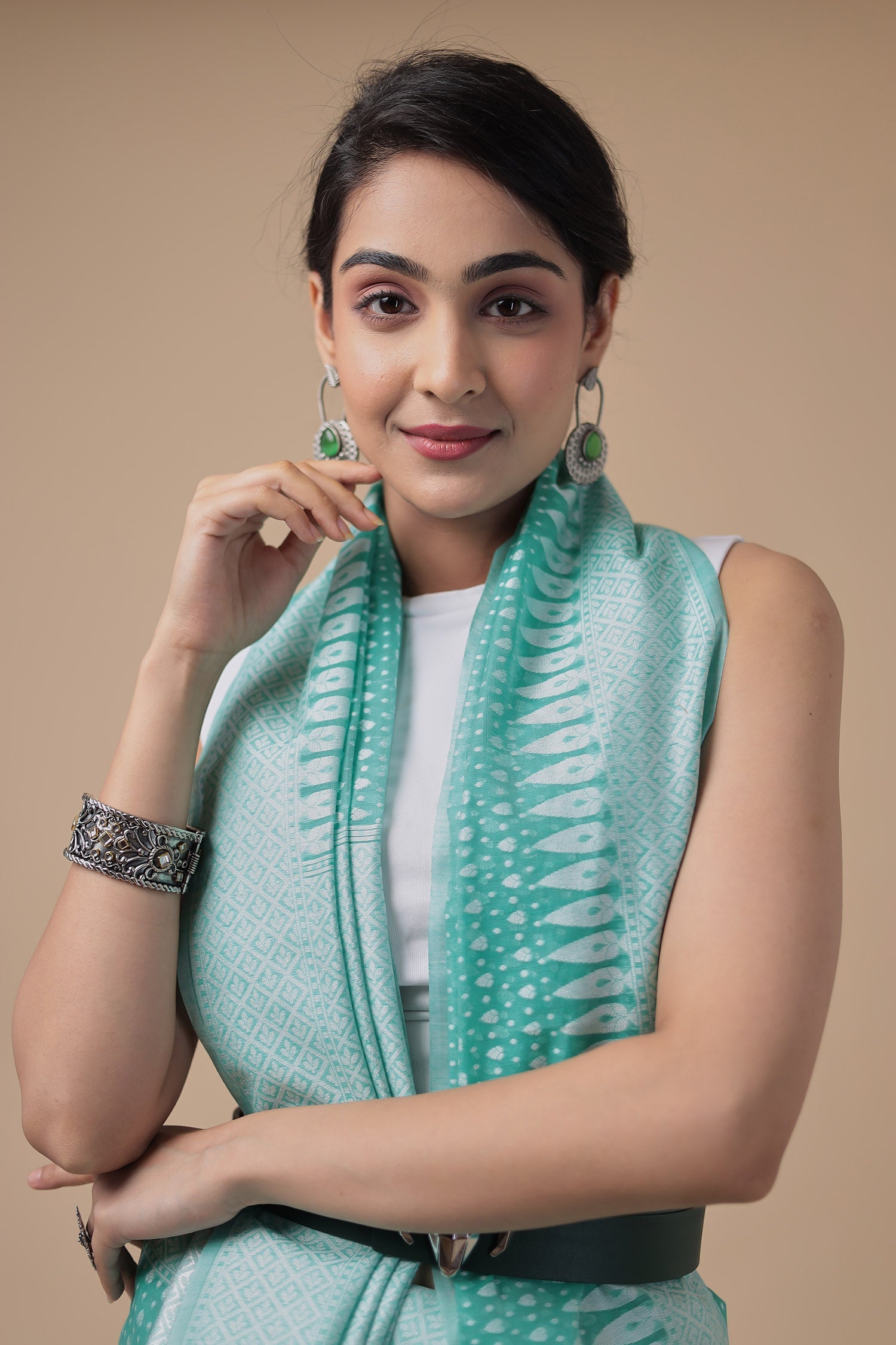 Woven Blended Handloom Cotton Chanderi Saree