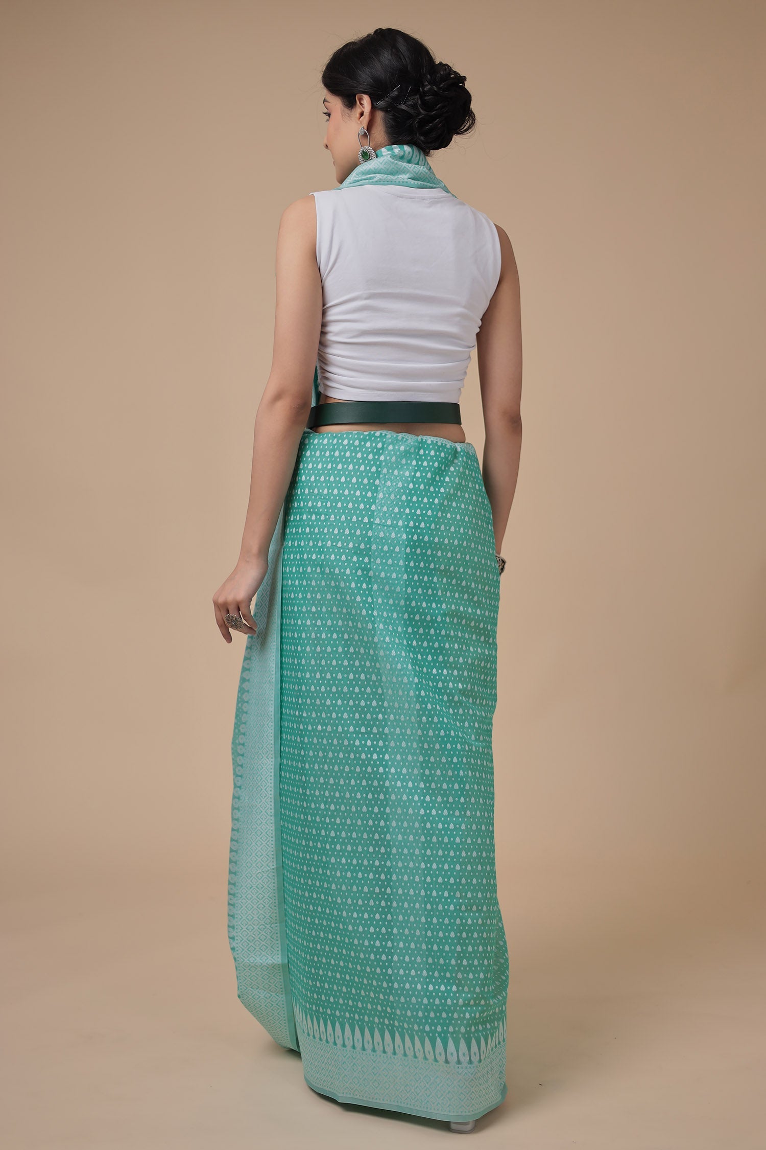 Woven Blended Handloom Cotton Chanderi Saree