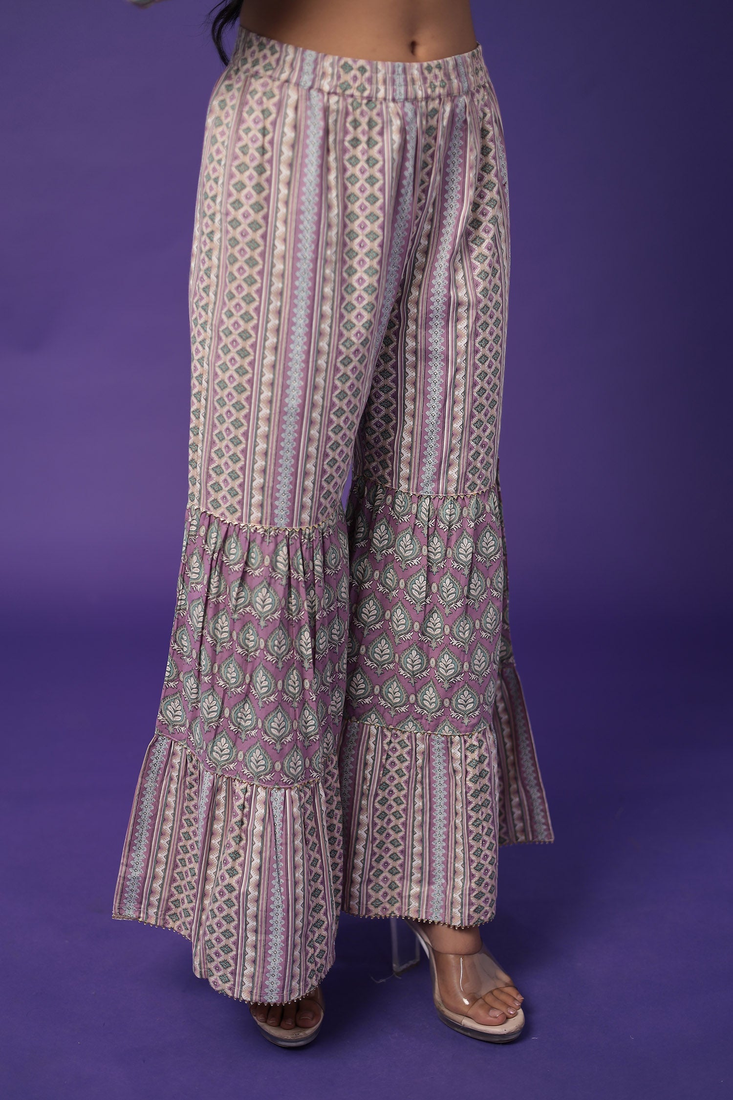 Printed Peplum Cotton Kurta Set Stitched