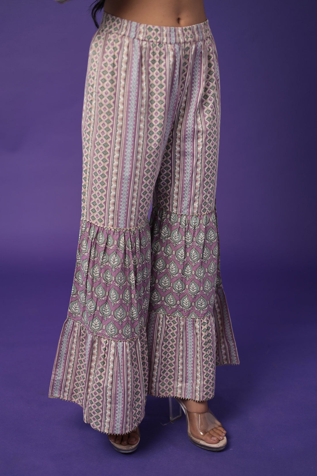 Printed Peplum Cotton Kurta Set Stitched