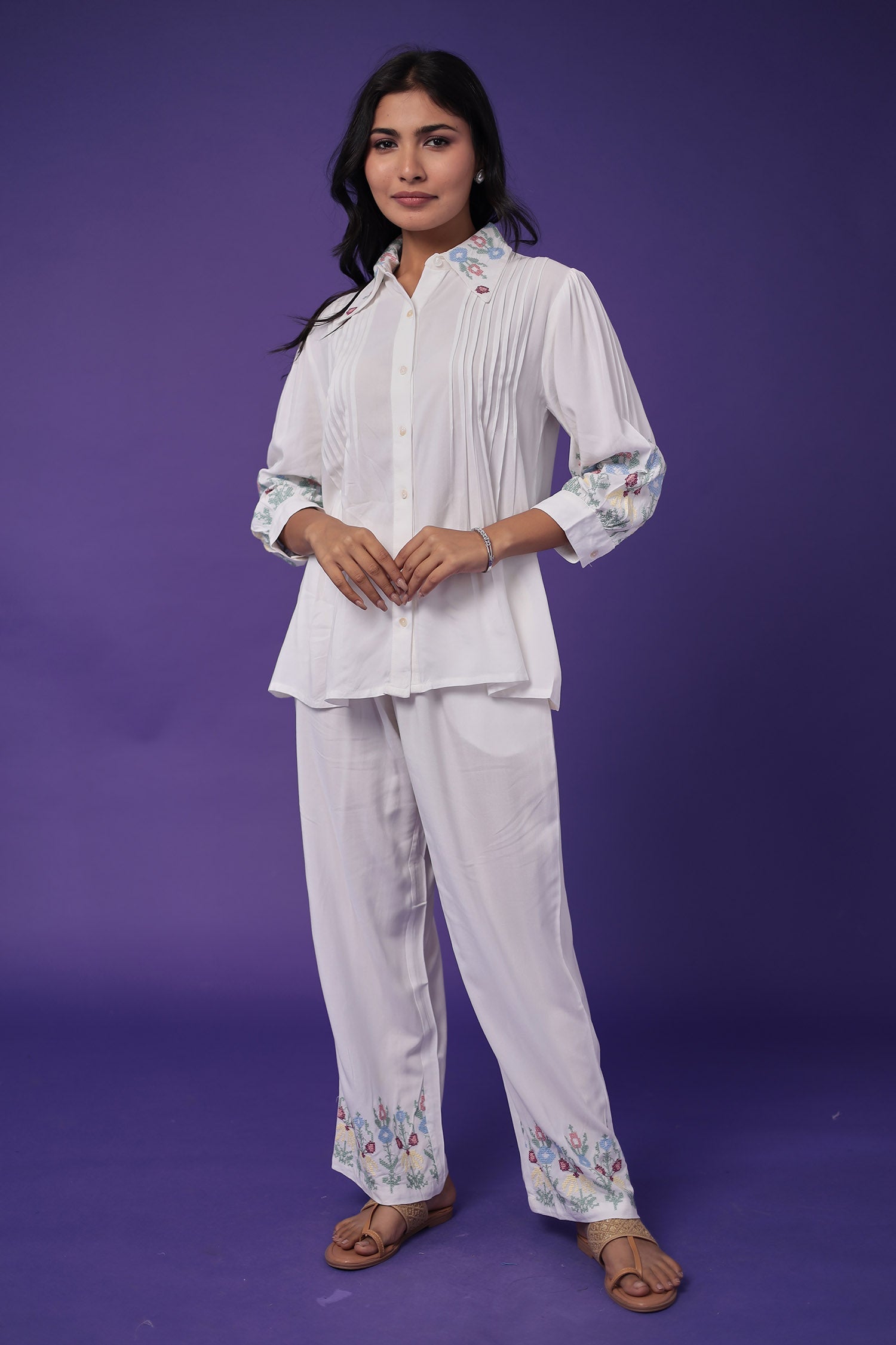 Cotton Co-Ords Set with Embroidered work