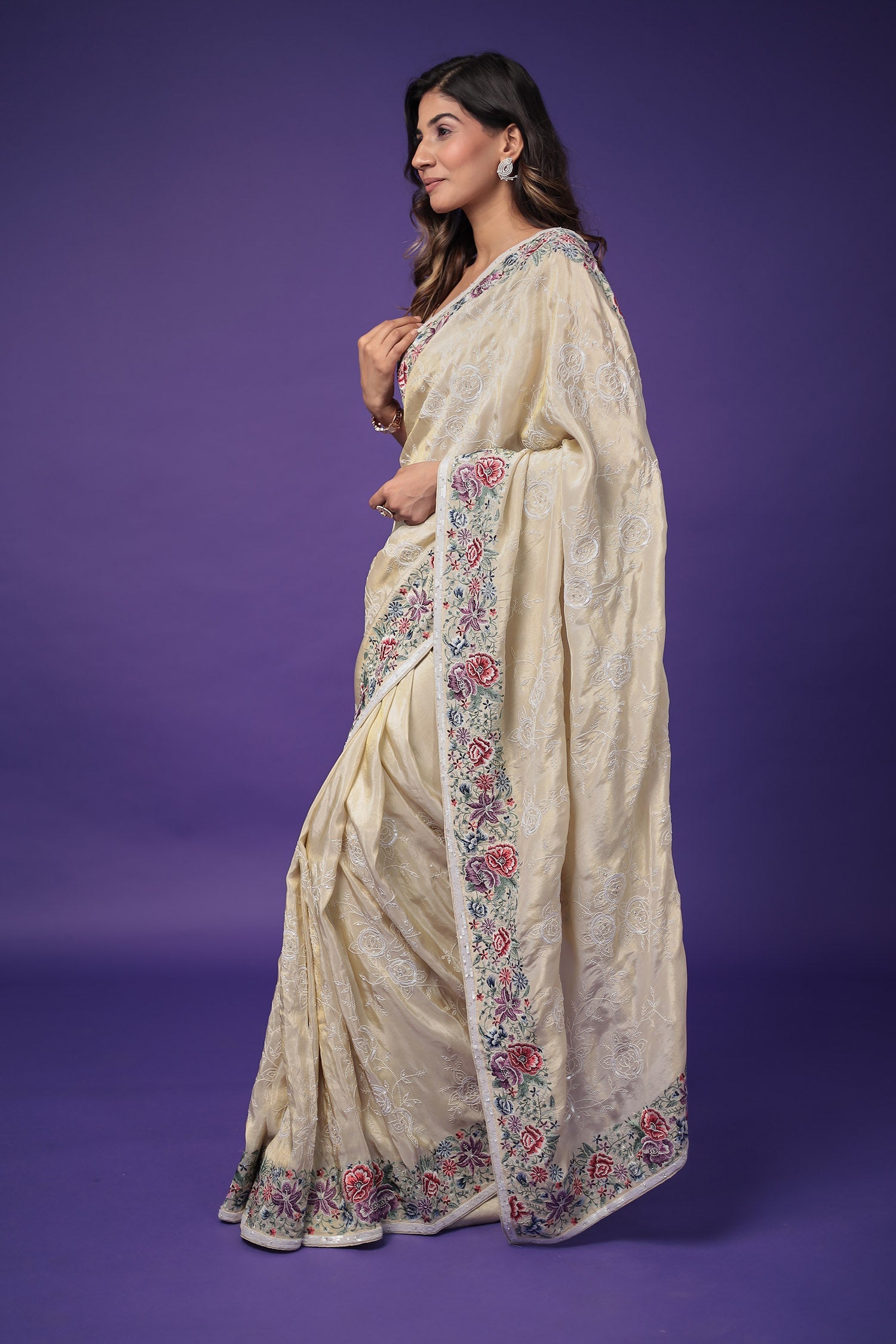 Silk Saree with Sequins Embroidered work