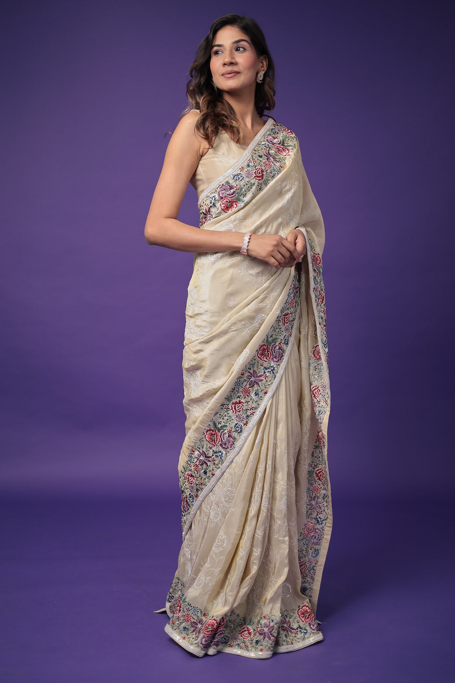 Silk Saree with Sequins Embroidered work