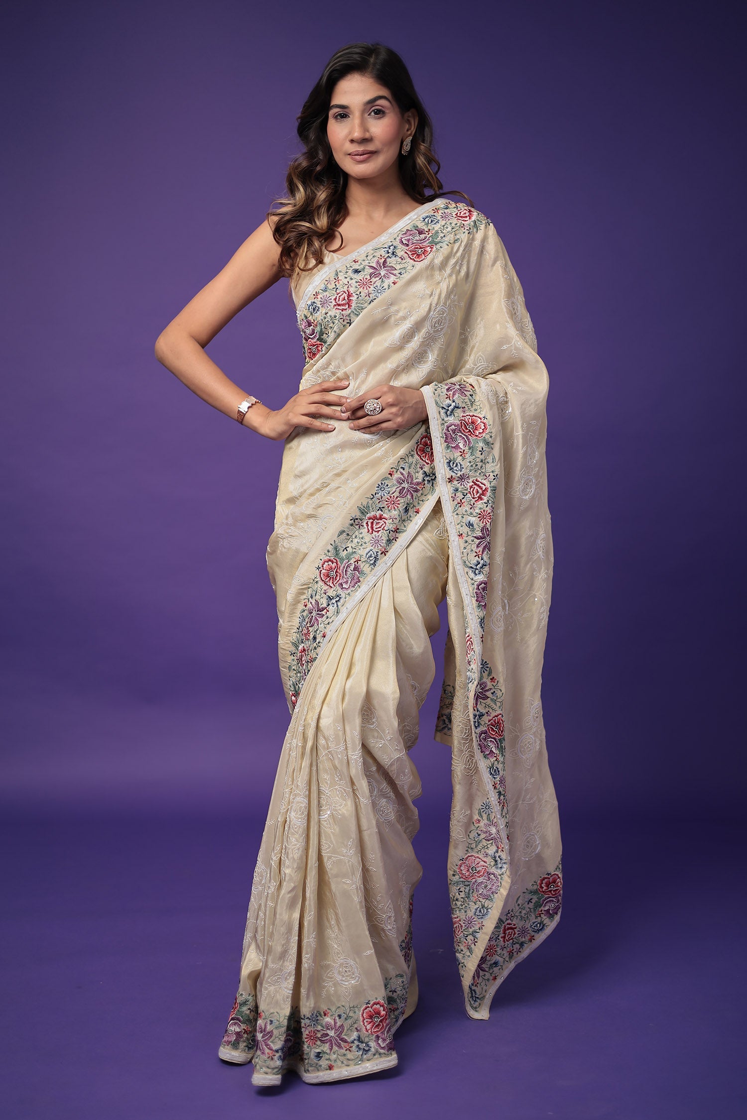 Silk Saree with Sequins Embroidered work