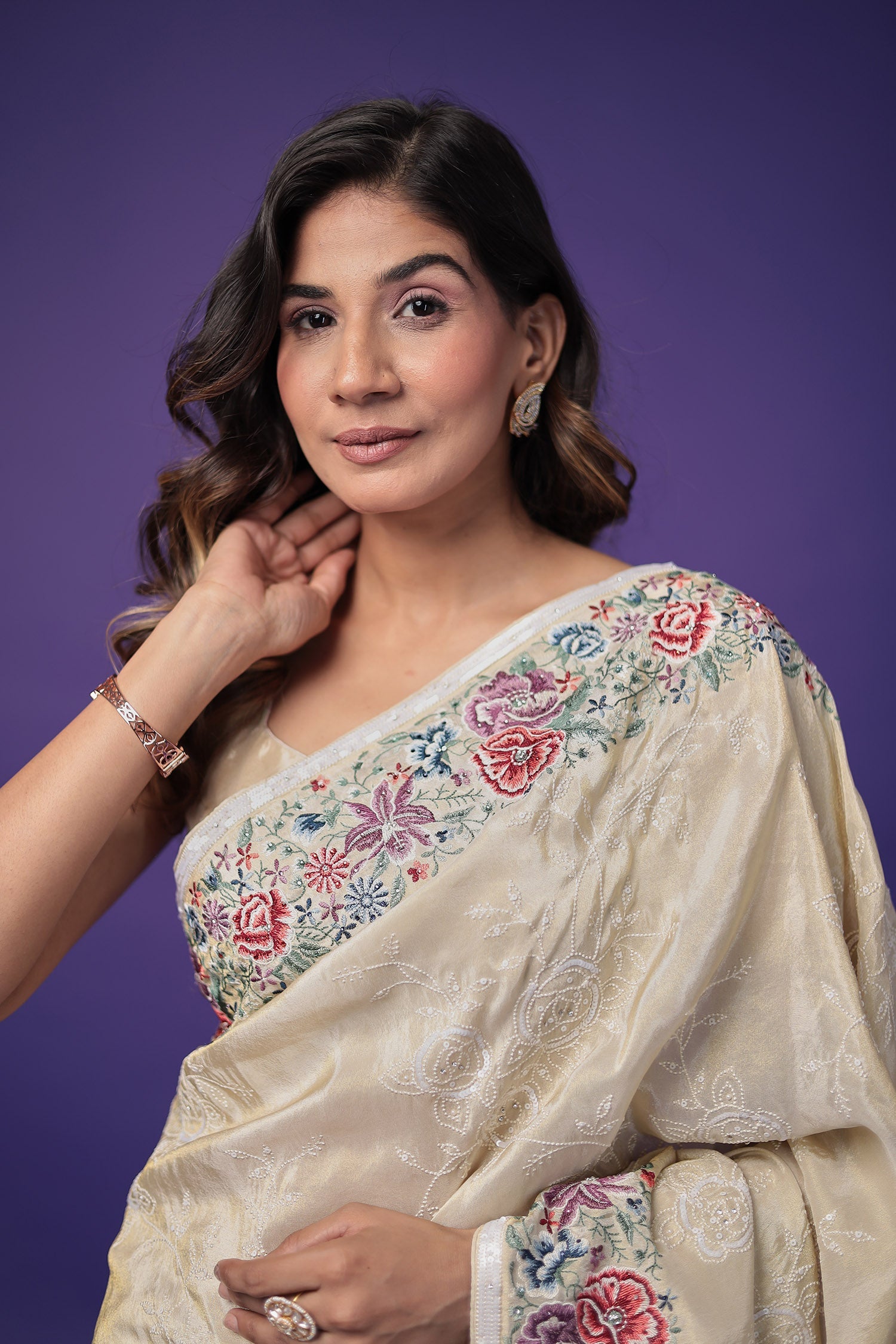 Silk Saree with Sequins Embroidered work