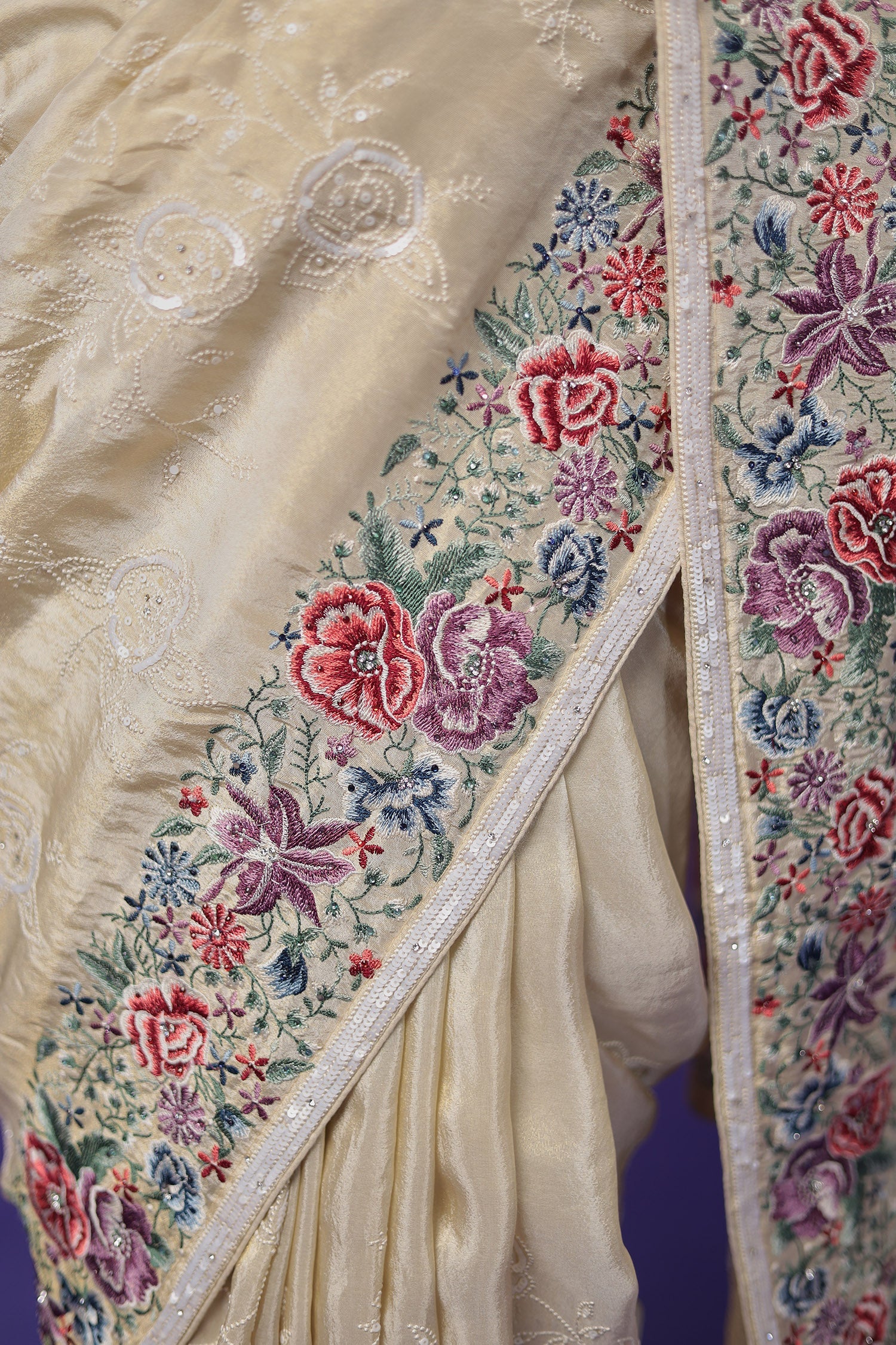 Silk Saree with Sequins Embroidered work