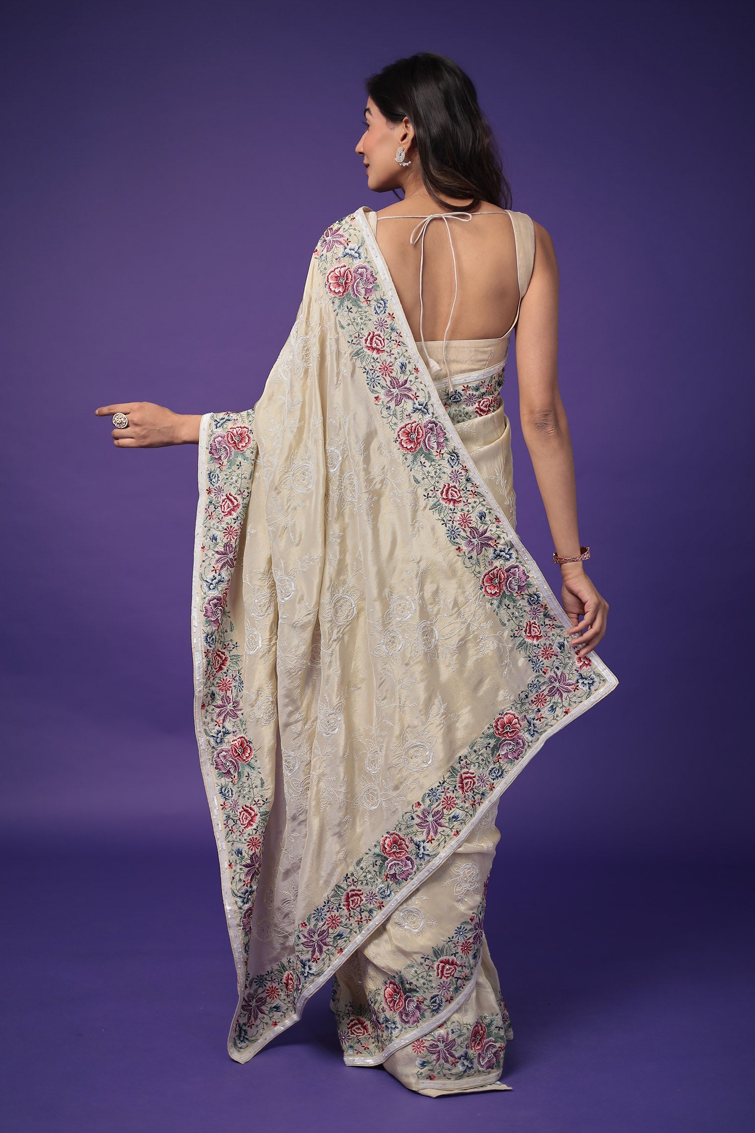 Silk Saree with Sequins Embroidered work