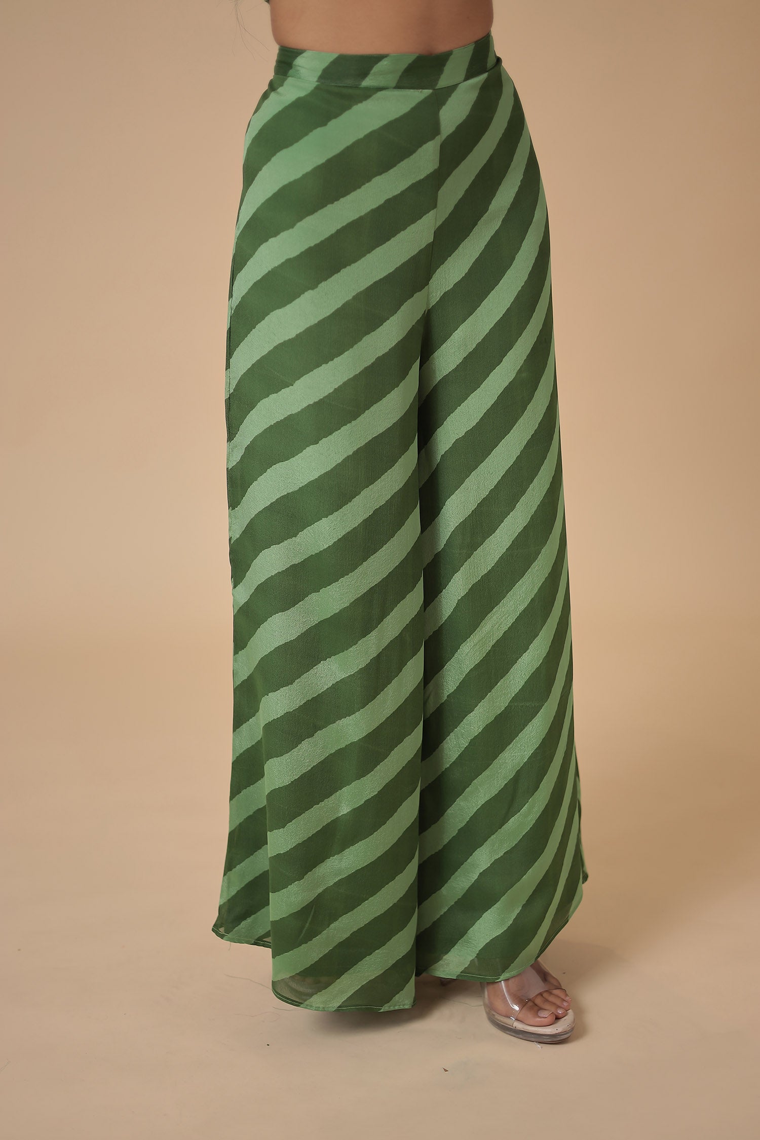 Leheriya Printed Chinon Indowestern with Aari work