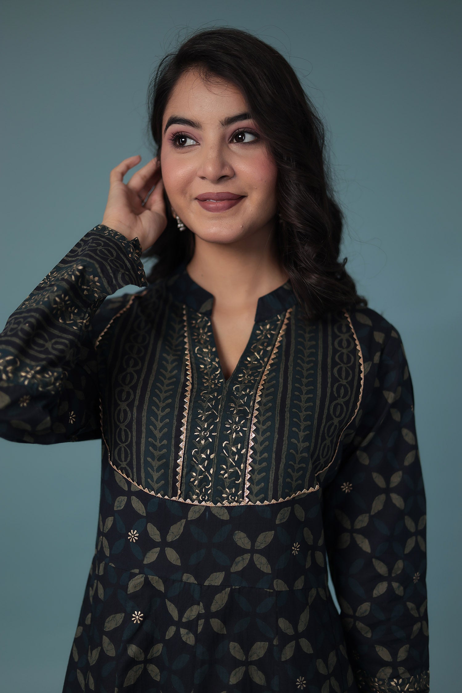 Printed Cotton Kurta Set Stitched