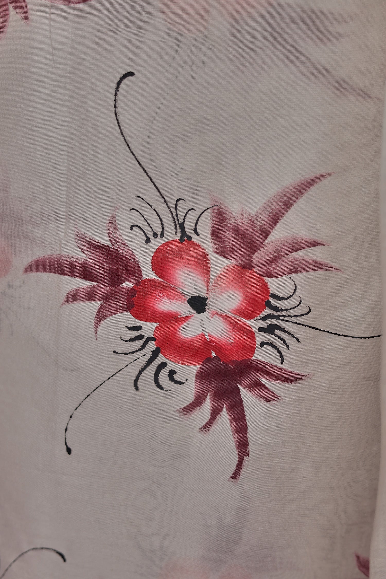 Hand Painted Chanderi Unstitched Suit with Zari Border