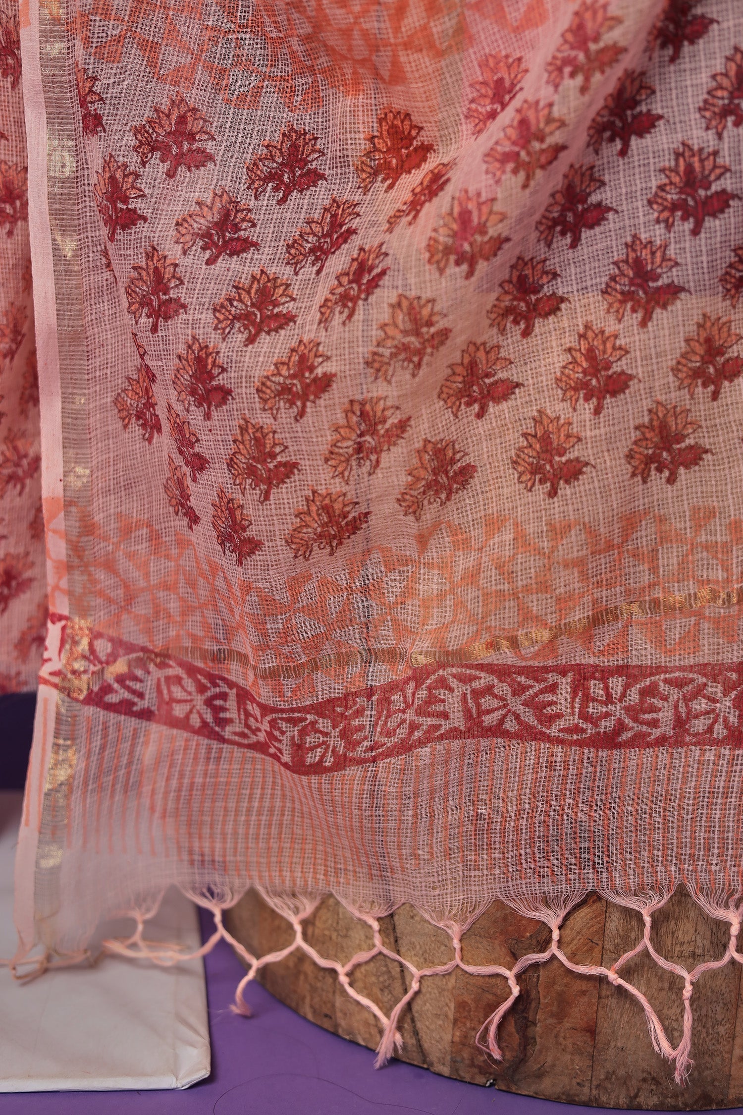 Printed Kota Doria Unstitched Suit